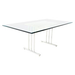 Harvey Probber Style Mid Century Glass and Chrome and Cane Dining Table