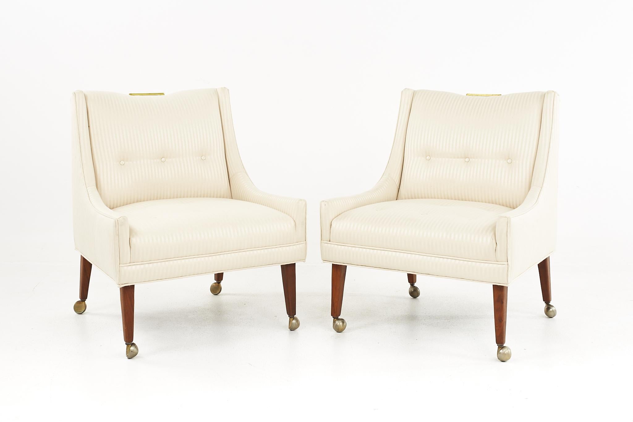 Harvey Probber style mid century lounge chairs - a pair

Each chair measures: 24 wide x 23.5 deep x 30 high, with a seat height of 15 inches and arm height of 16.5 inches 

All pieces of furniture can be had in what we call restored vintage
