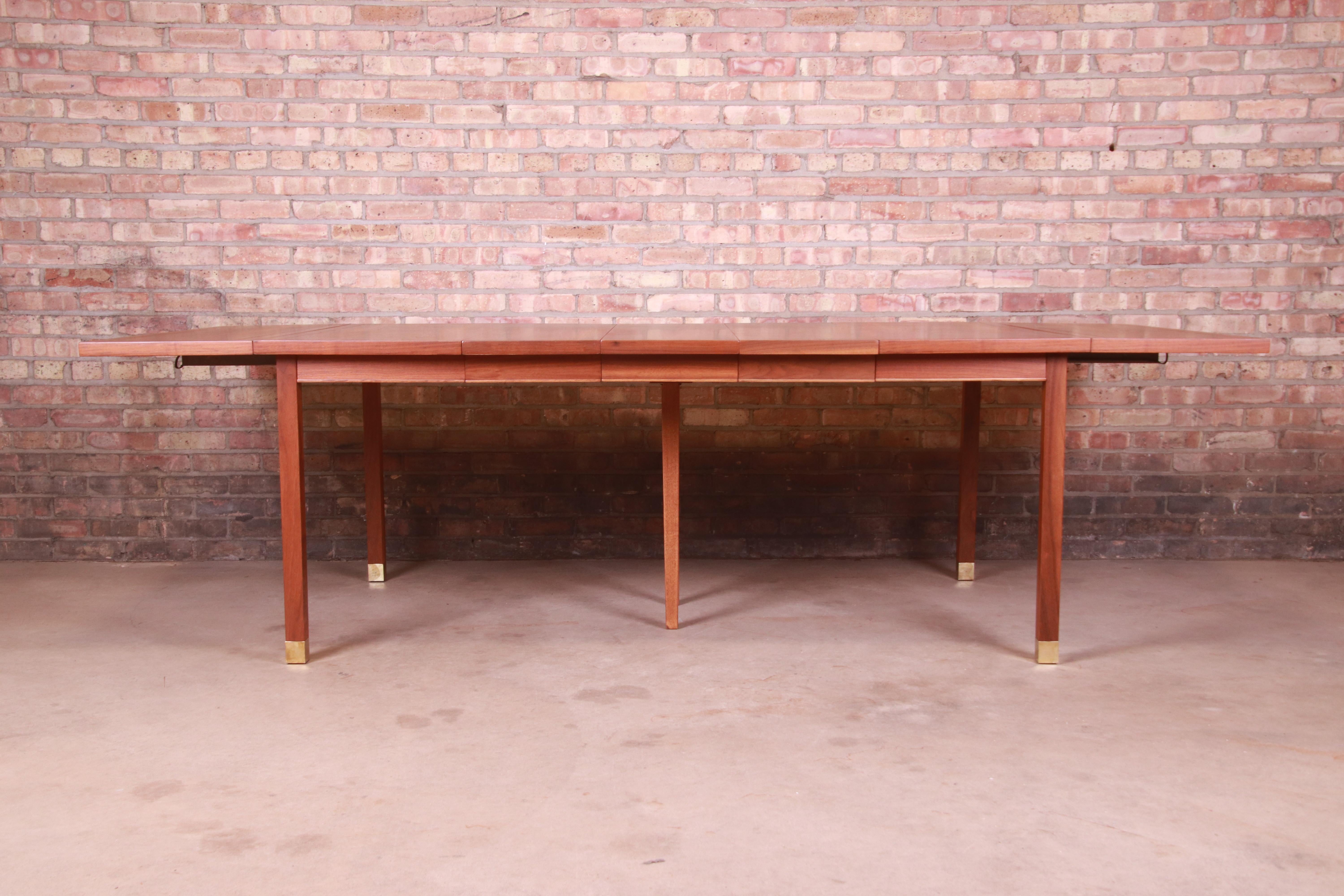 American Harvey Probber Style Mid-Century Modern Walnut Dining Table, Newly Refinished For Sale