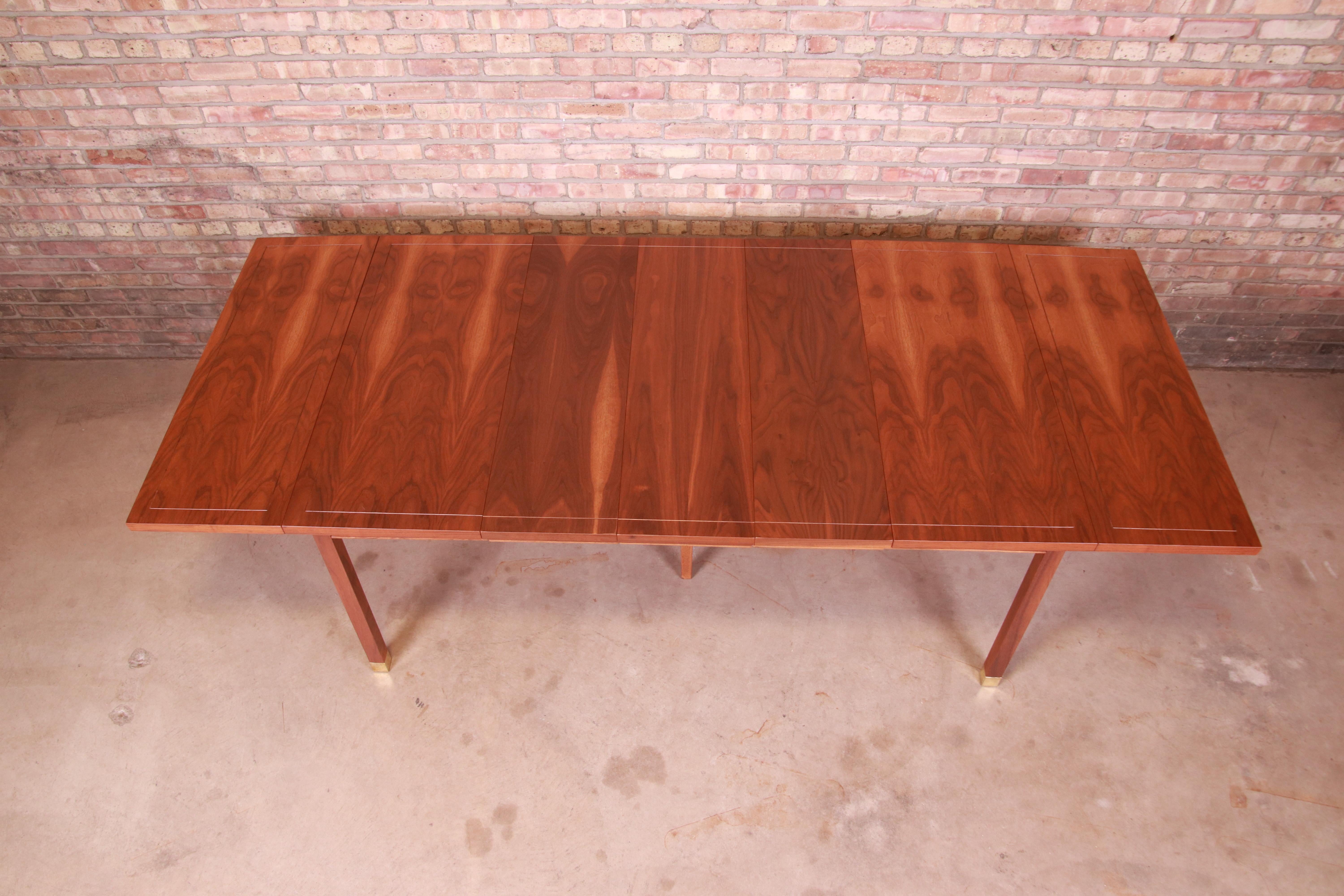 Harvey Probber Style Mid-Century Modern Walnut Dining Table, Newly Refinished For Sale 1