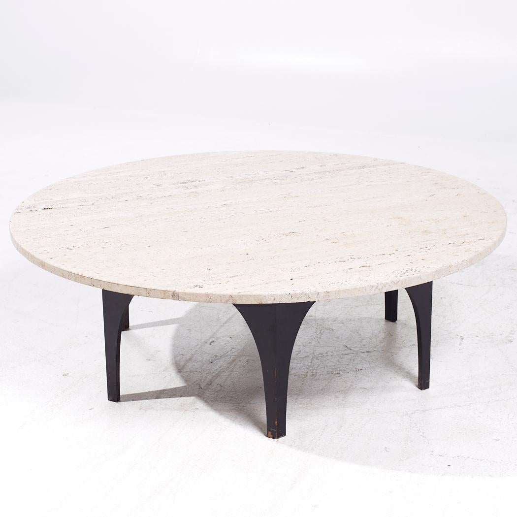 American Harvey Probber Style Mid Century Travertine Coffee Table For Sale