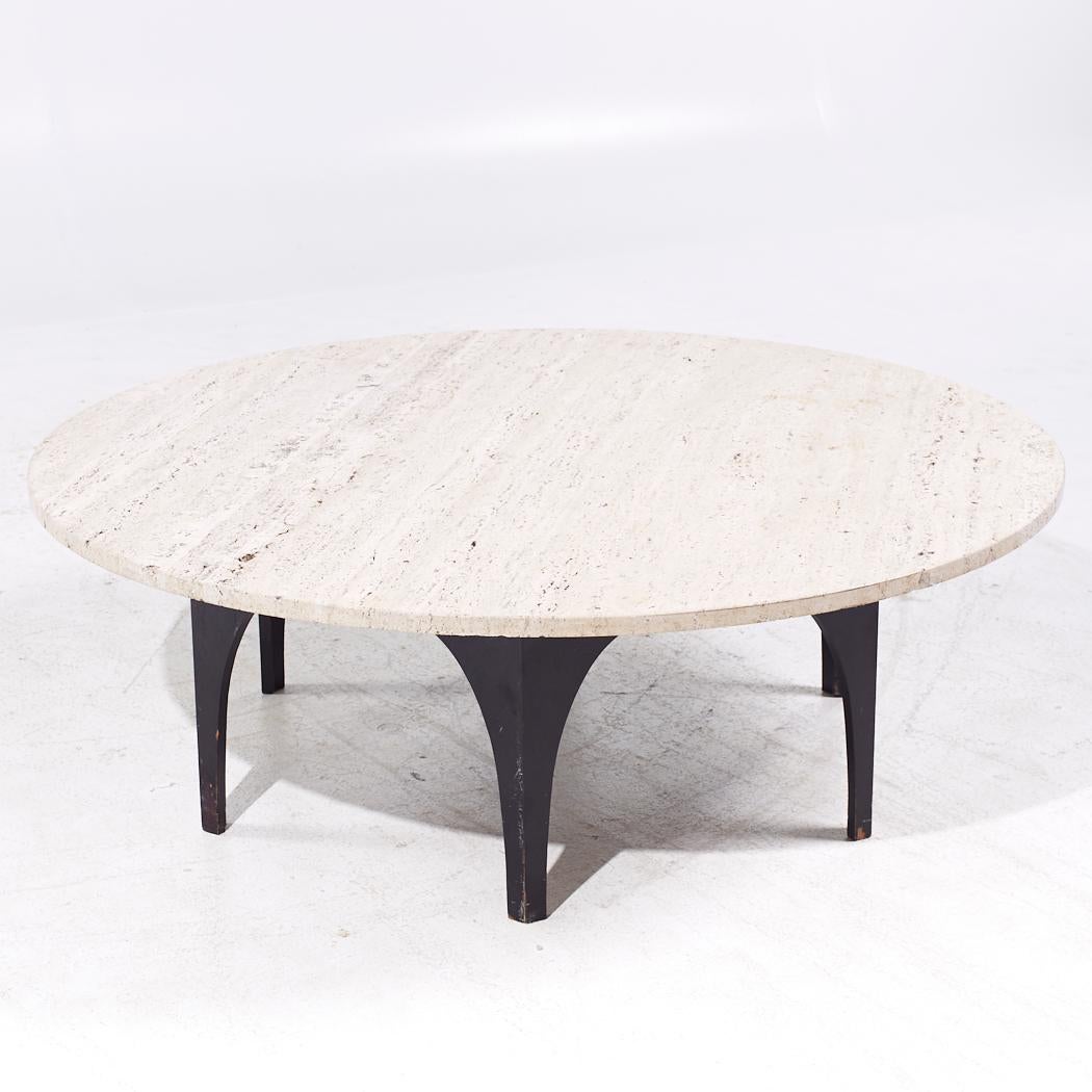 Late 20th Century Harvey Probber Style Mid Century Travertine Coffee Table For Sale