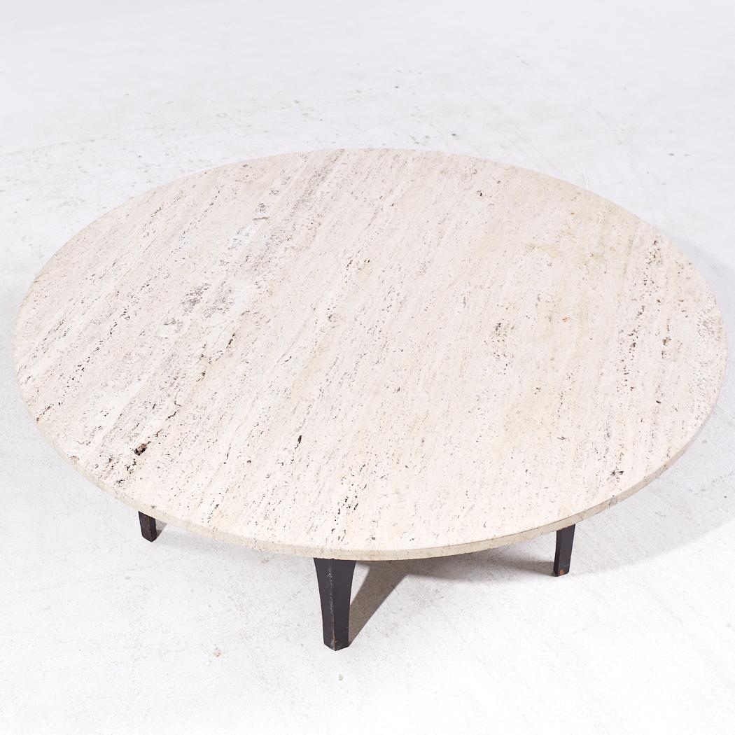 Harvey Probber Style Mid Century Travertine Coffee Table For Sale 1