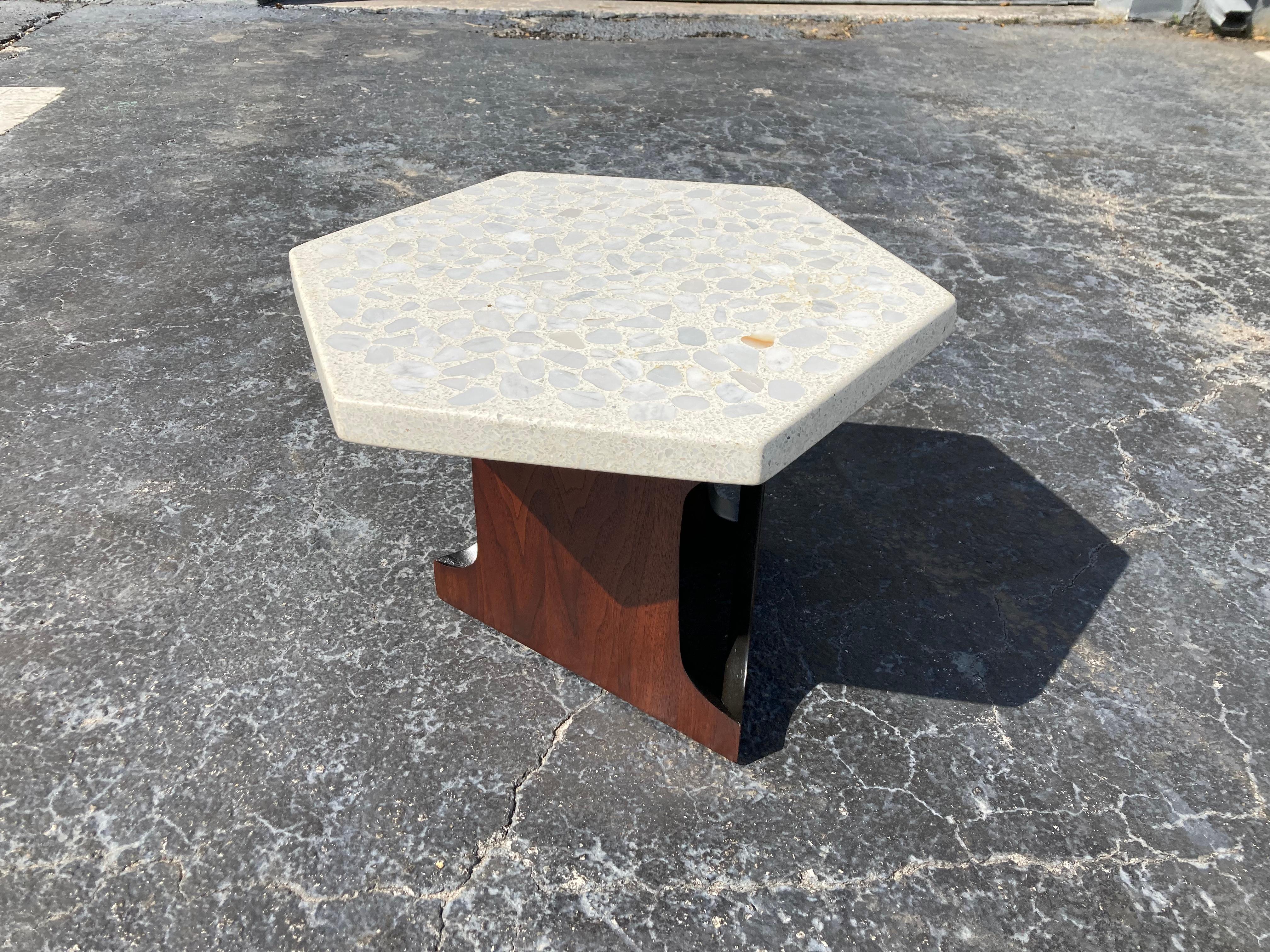 Harvey Probber Style Side Tables Hexagonal Terazzo Tops For Sale 4