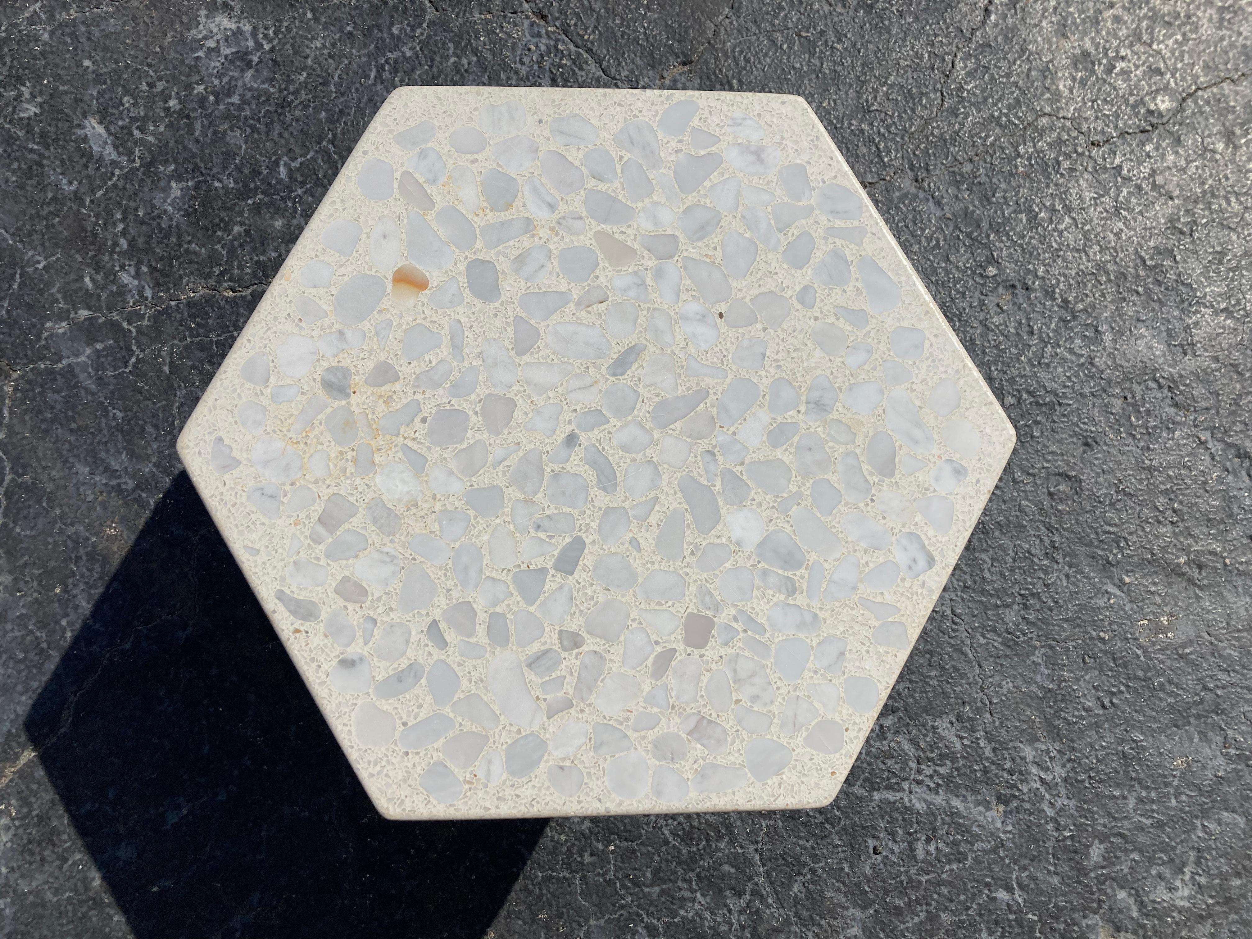 Pair of Harvey Probber Style Side Tables Hexagonal Terazzo Tops For Sale 7