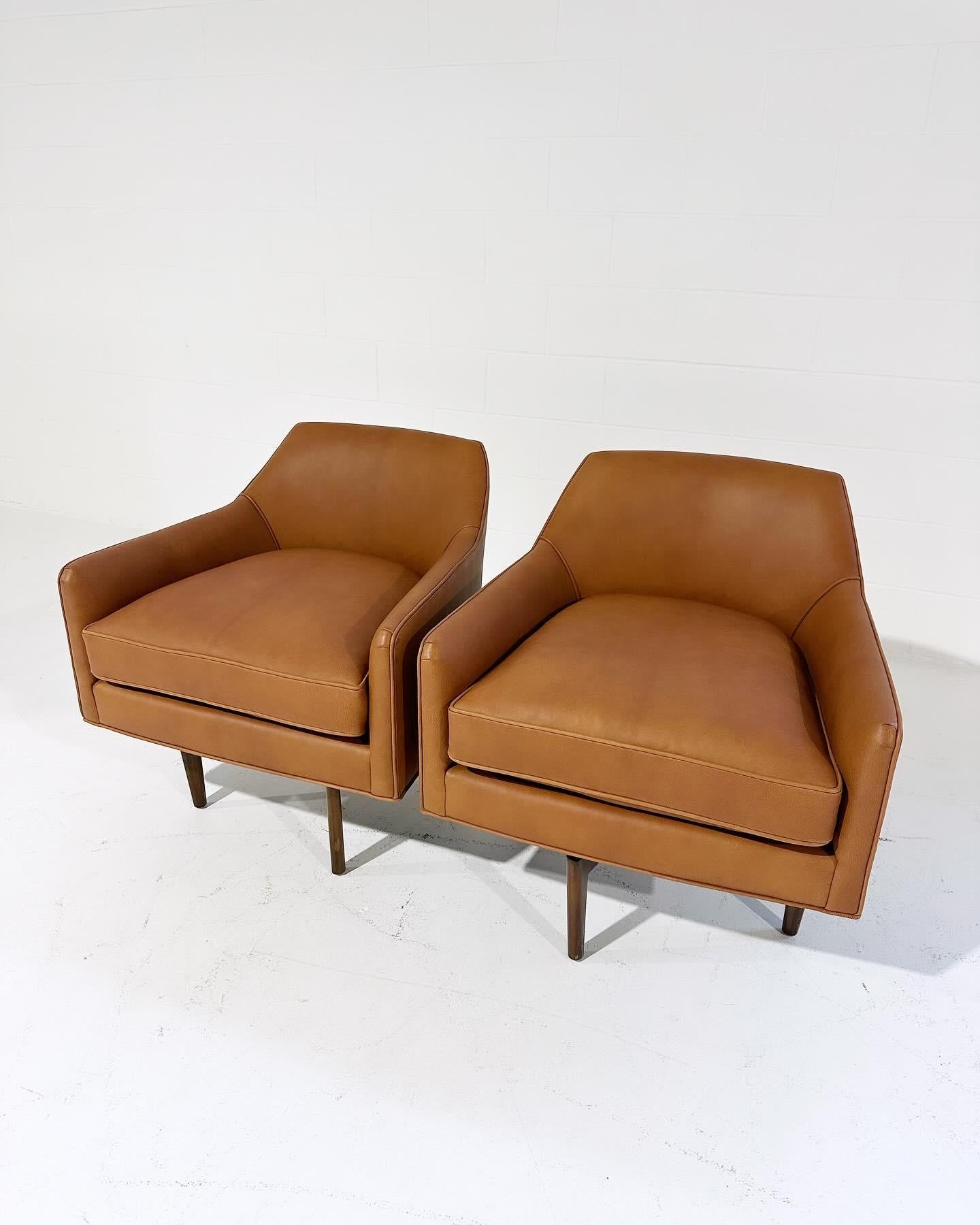 20th Century Harvey Probber Style Swivel Chairs in Goatskin Leather, pair