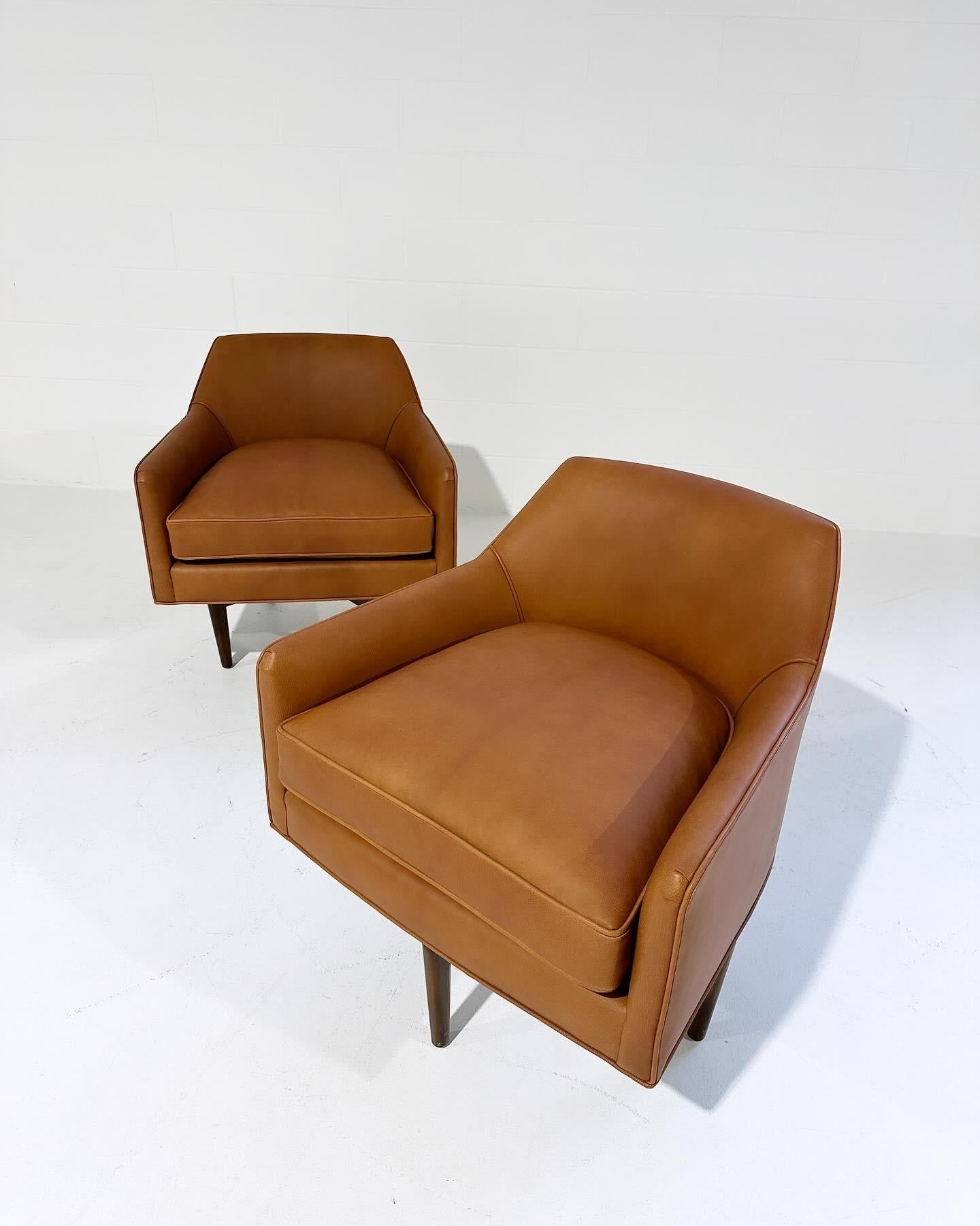 Harvey Probber Style Swivel Chairs in Goatskin Leather, pair 2