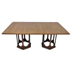 Harvey Probber Style Walnut Mid Century Modern Sculptural Pedestal Dining Table