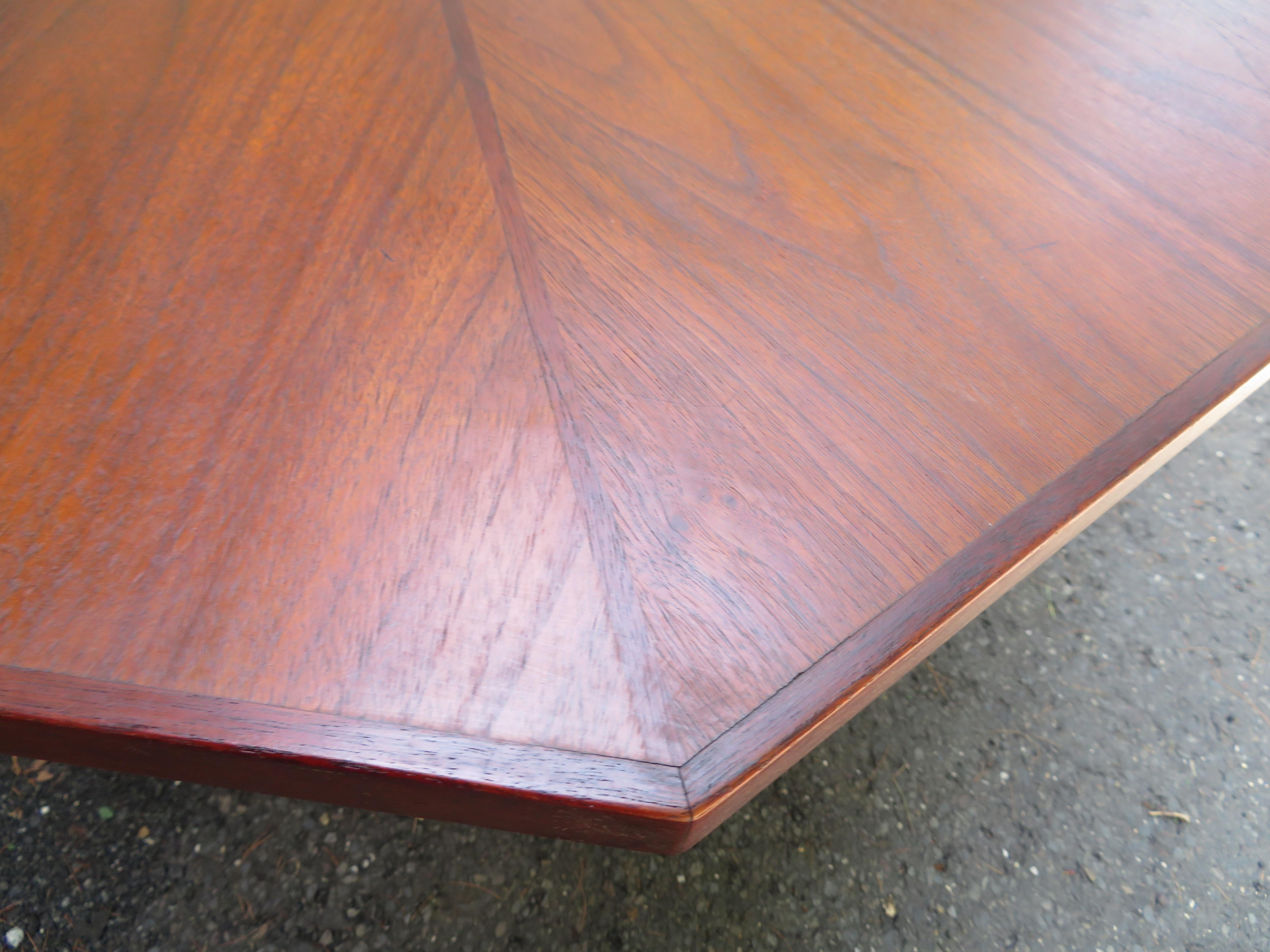 Harvey Probber Style Walnut Octagon Extension Table 3 Leaves Mid-Century Modern 3