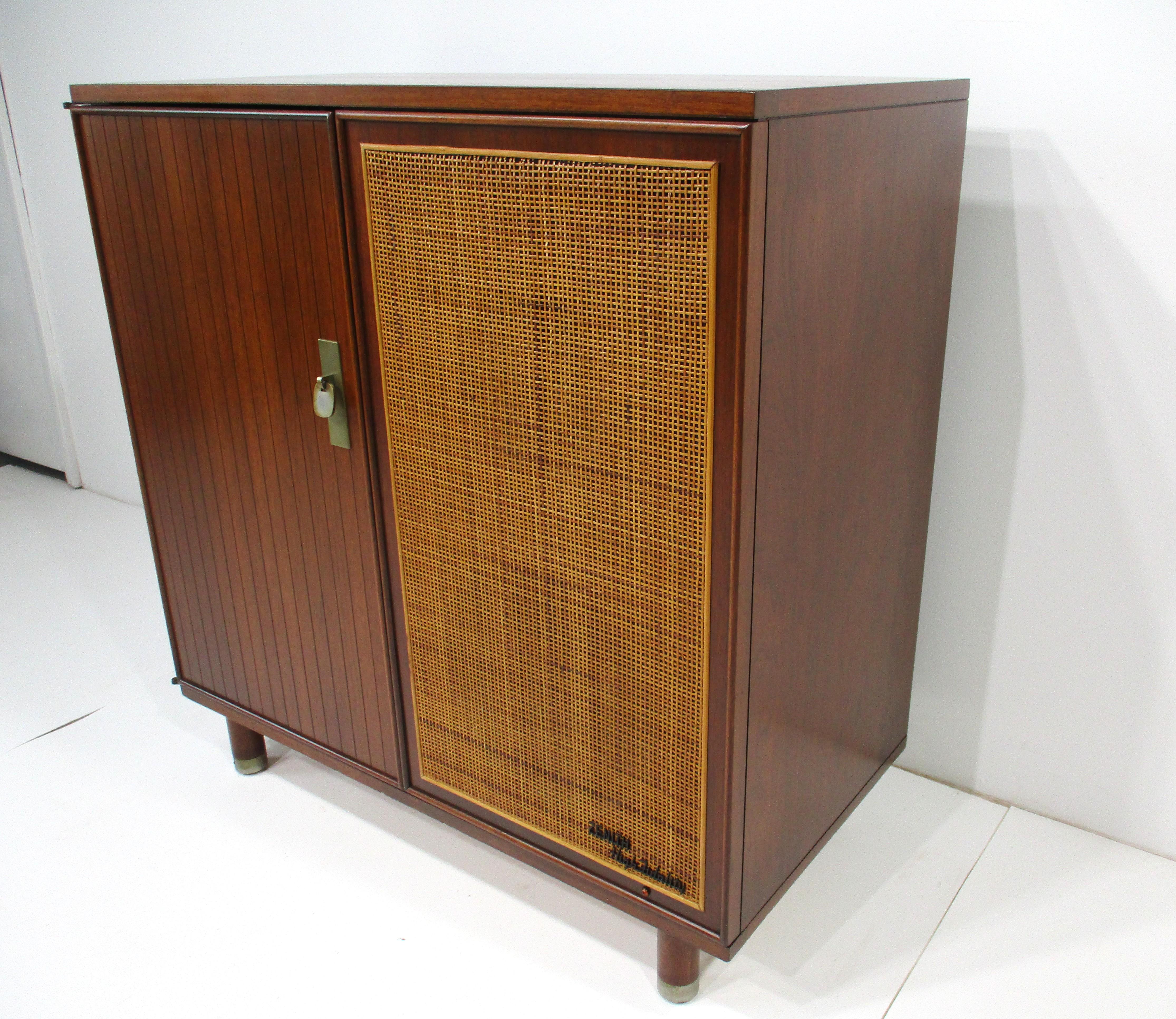 American Harvey Probber styled Walnut Stereo Cabinet For Sale