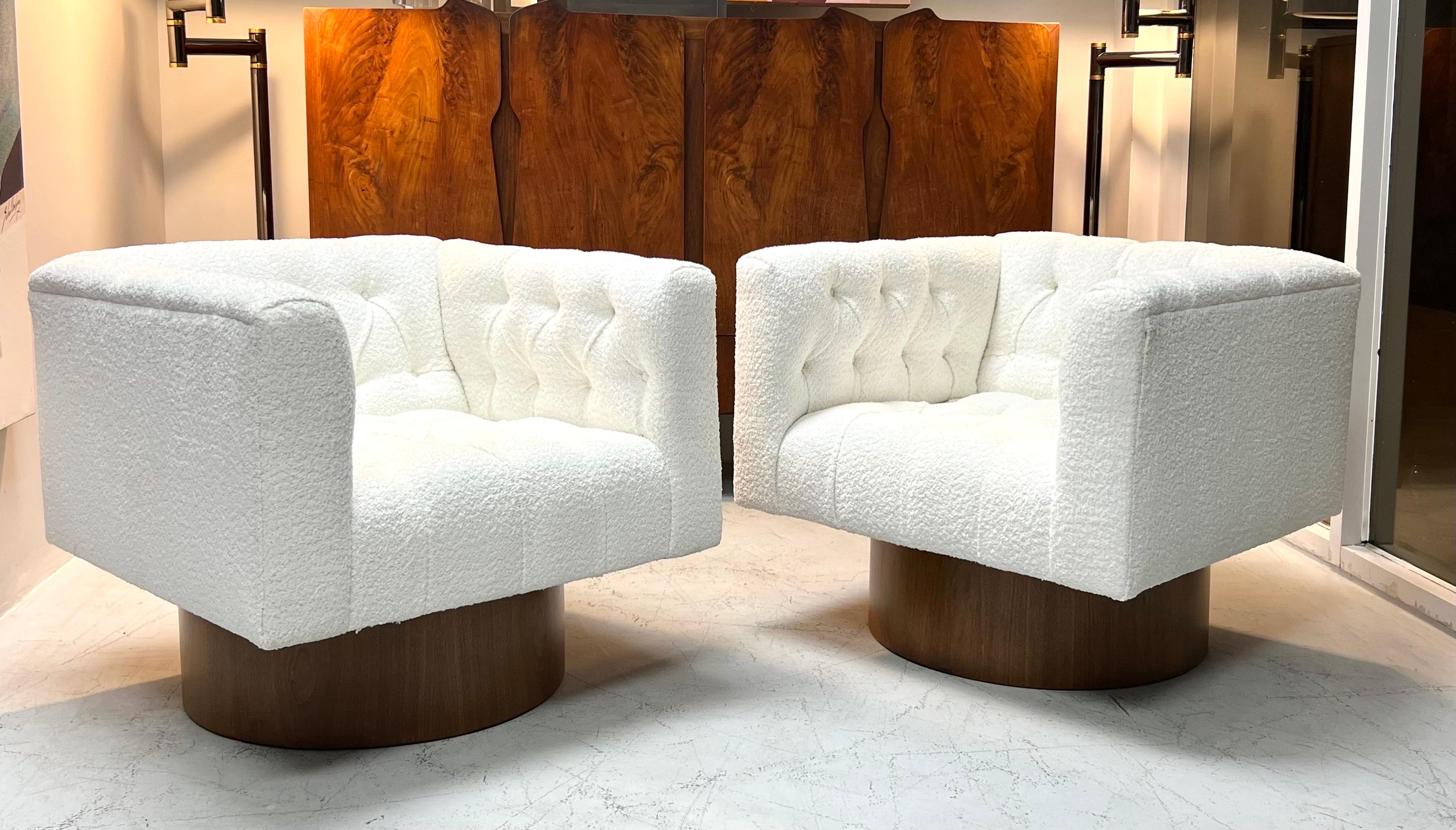 Mid-20th Century Harvey Probber Swivel Cube Club Lounge Chairs  For Sale