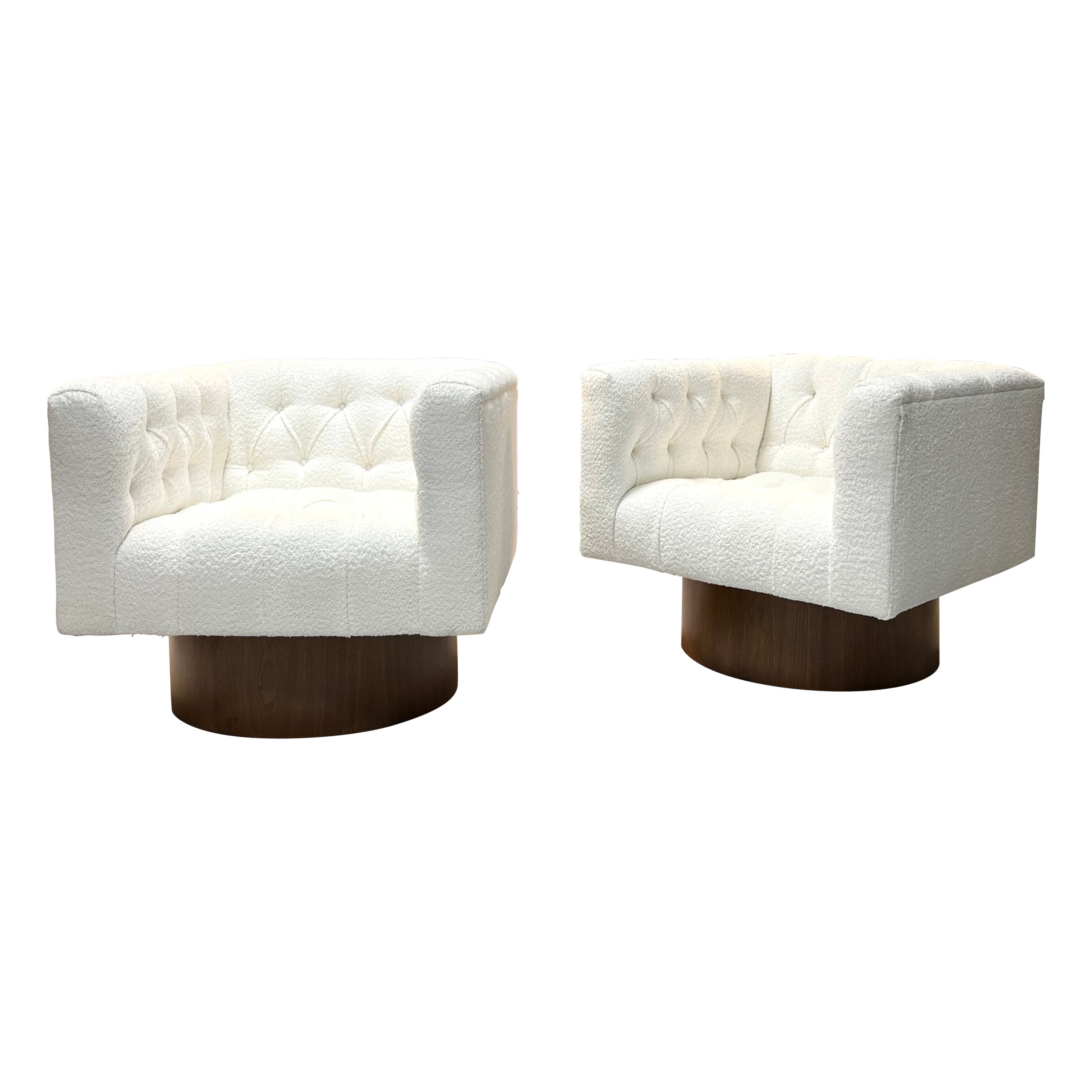 Harvey Probber Swivel Cube Club Lounge Chairs