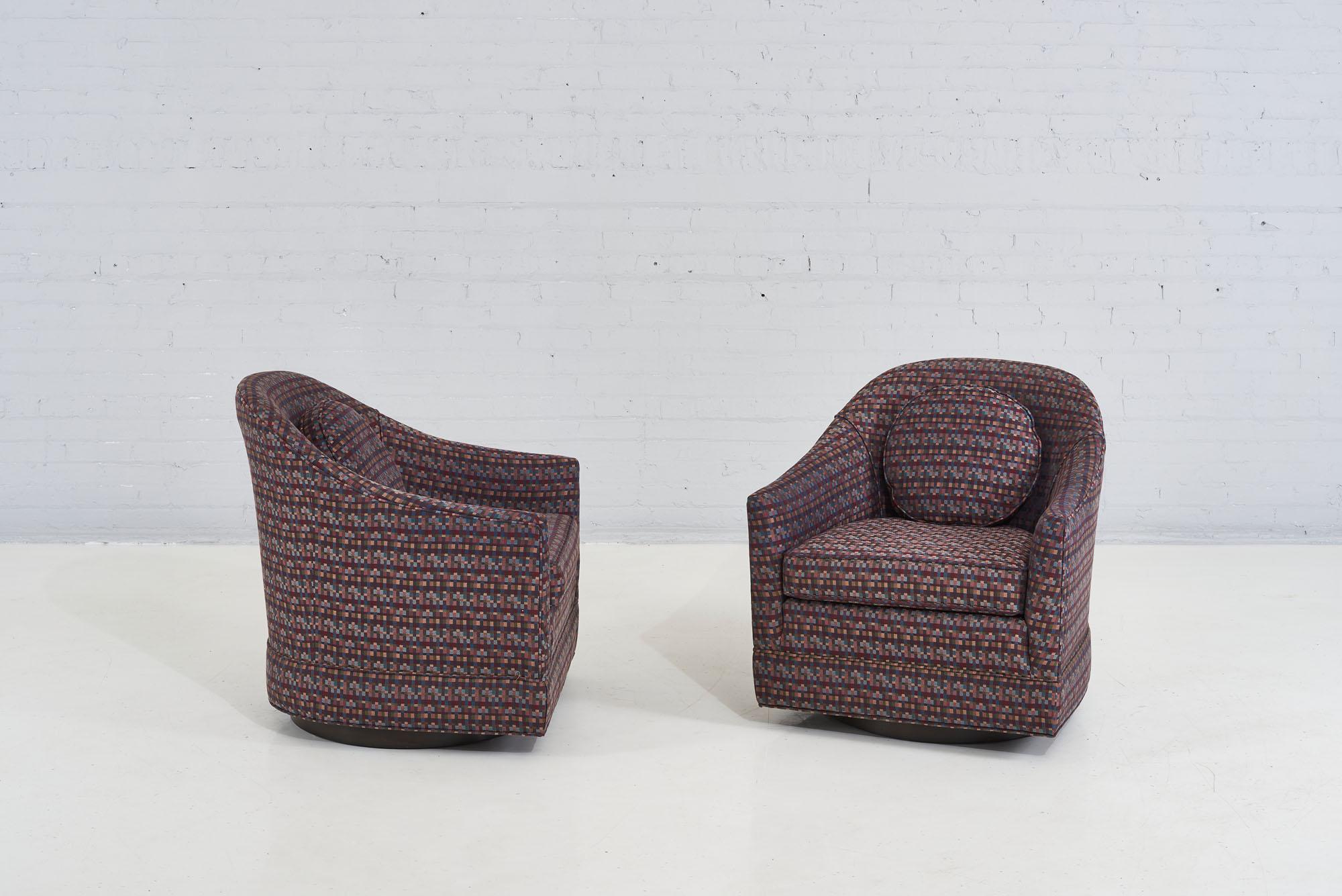 Upholstery Harvey Probber Swivel Lounge Chairs, 1980