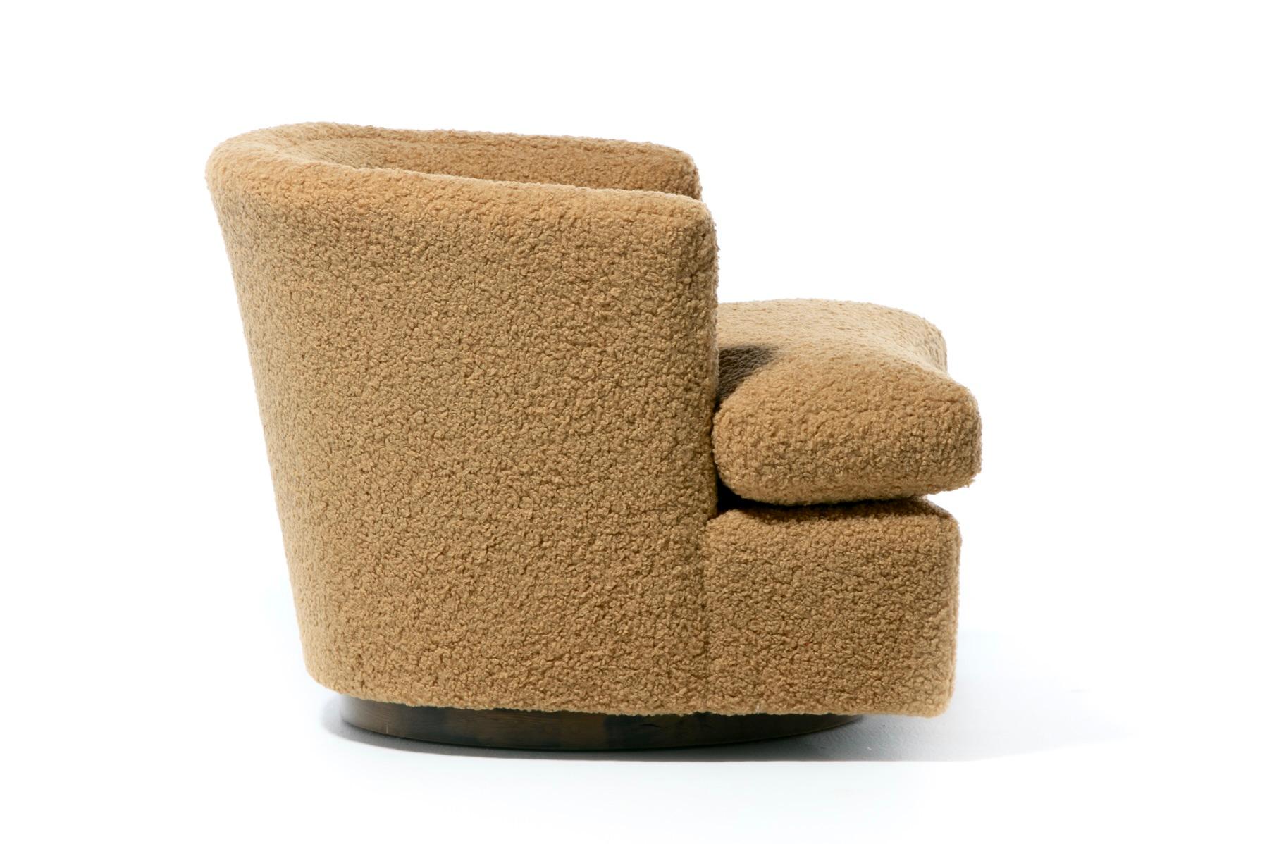 Harvey Probber Swivel Lounge Chairs Upholstered in Camel Teddy Bear C. 1955 For Sale 4