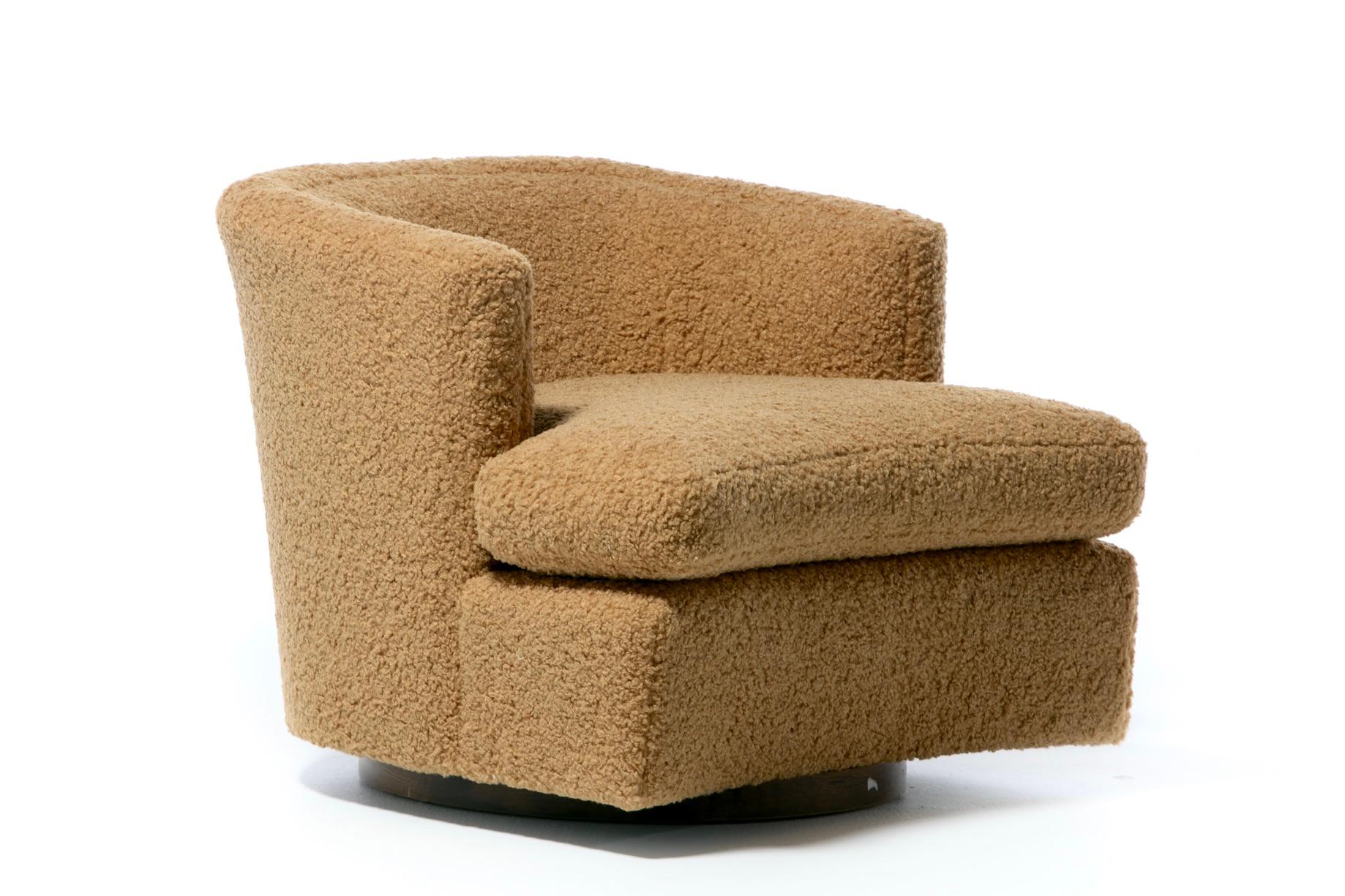 Harvey Probber Swivel Lounge Chairs Upholstered in Camel Teddy Bear C. 1955 For Sale 5