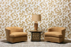 Harvey Probber Swivel Lounge Chairs Upholstered in Camel Teddy Bear C. 1955