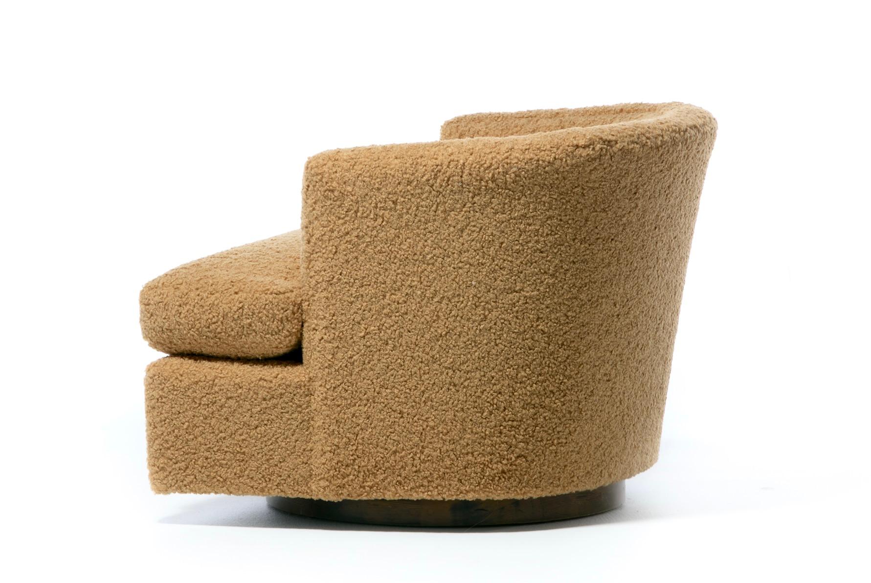 Harvey Probber Swivel Lounge Chairs Upholstered in Camel Teddy Bear C. 1955 For Sale 1