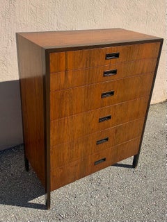 Harvey Probber Tall Boy 6 Drawer Dresser in Rosewood and Mahogany