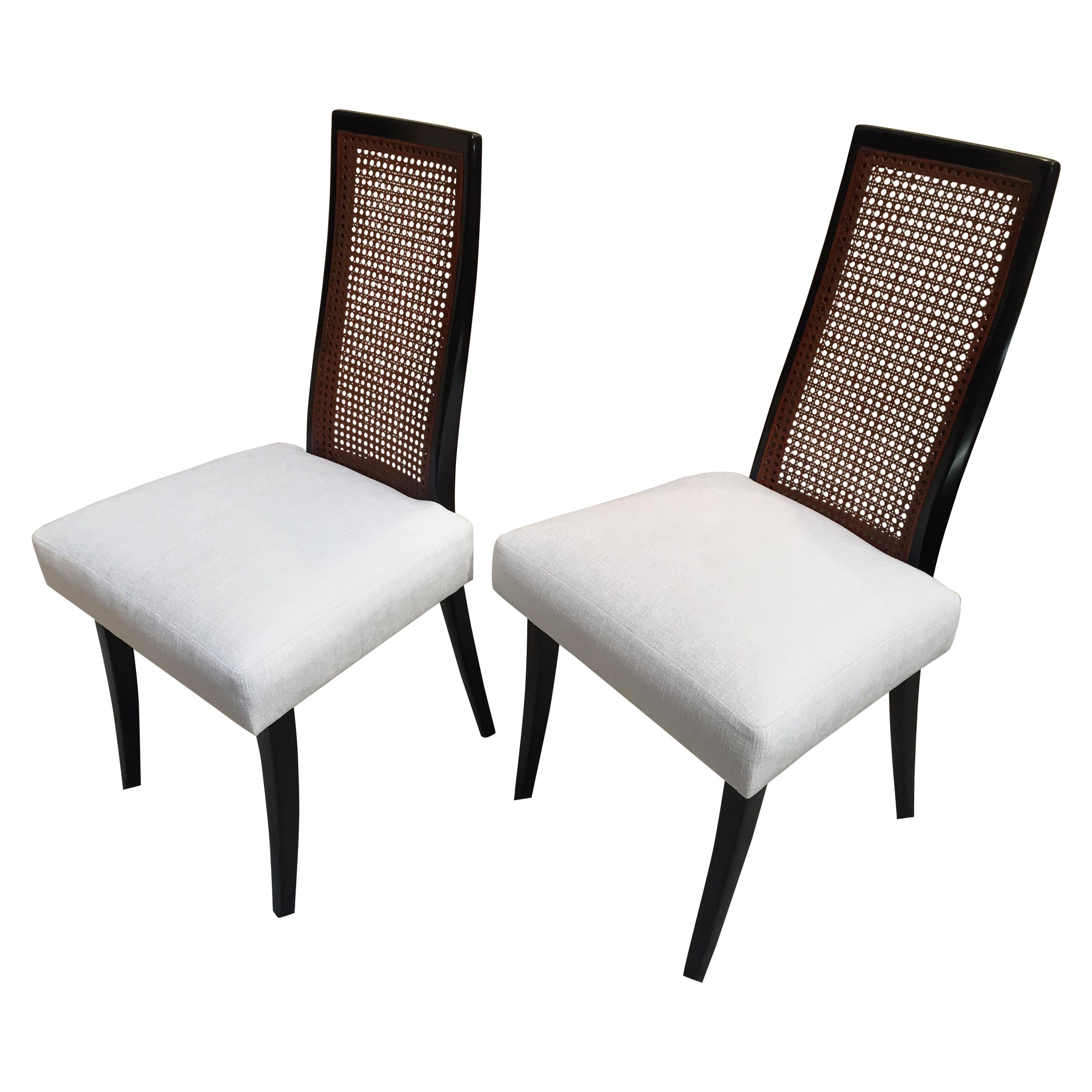 Harvey Probber Tall Cane Back Chairs