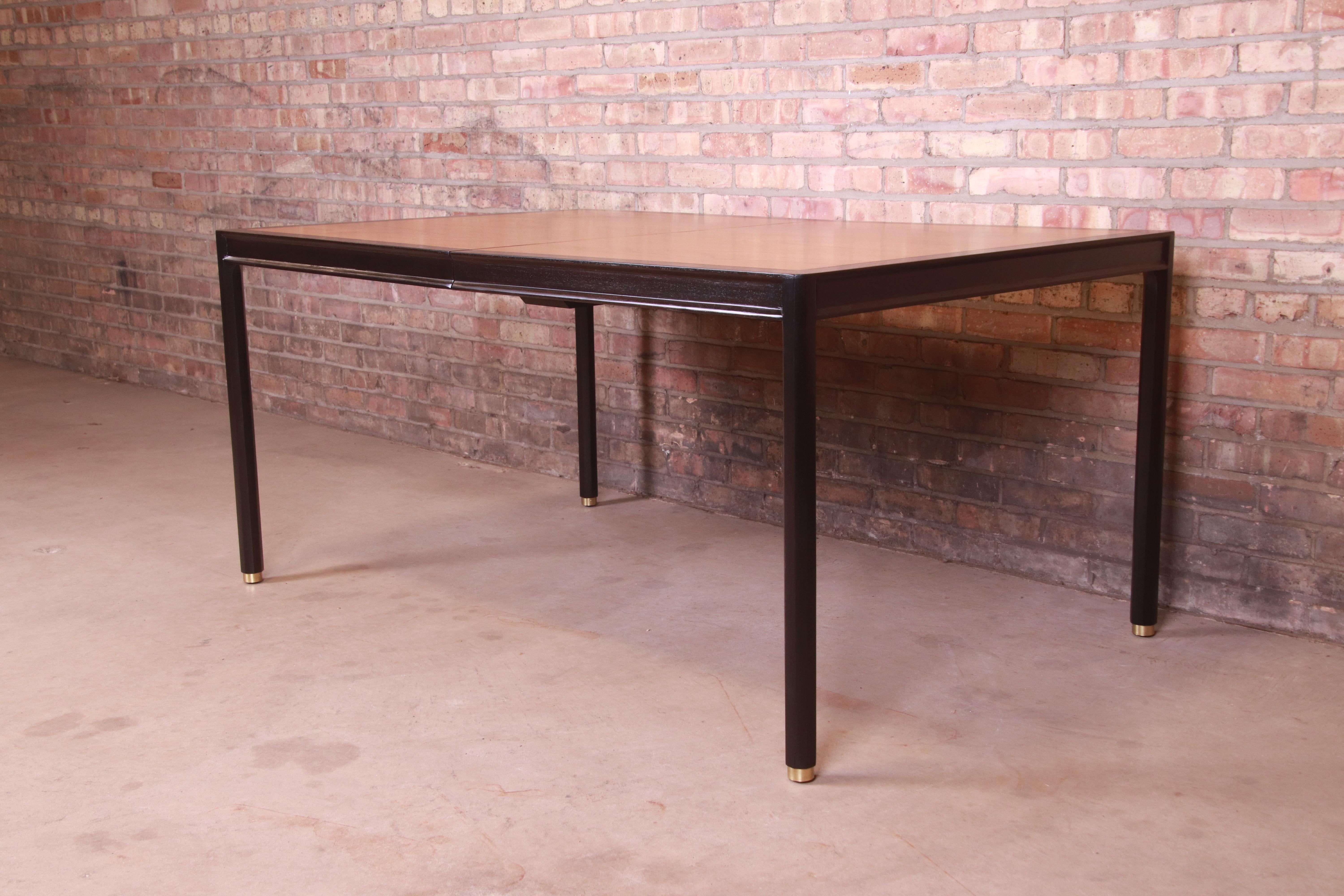 Harvey Probber Teak and Ebonized Mahogany Extension Dining Table, Refinished For Sale 5