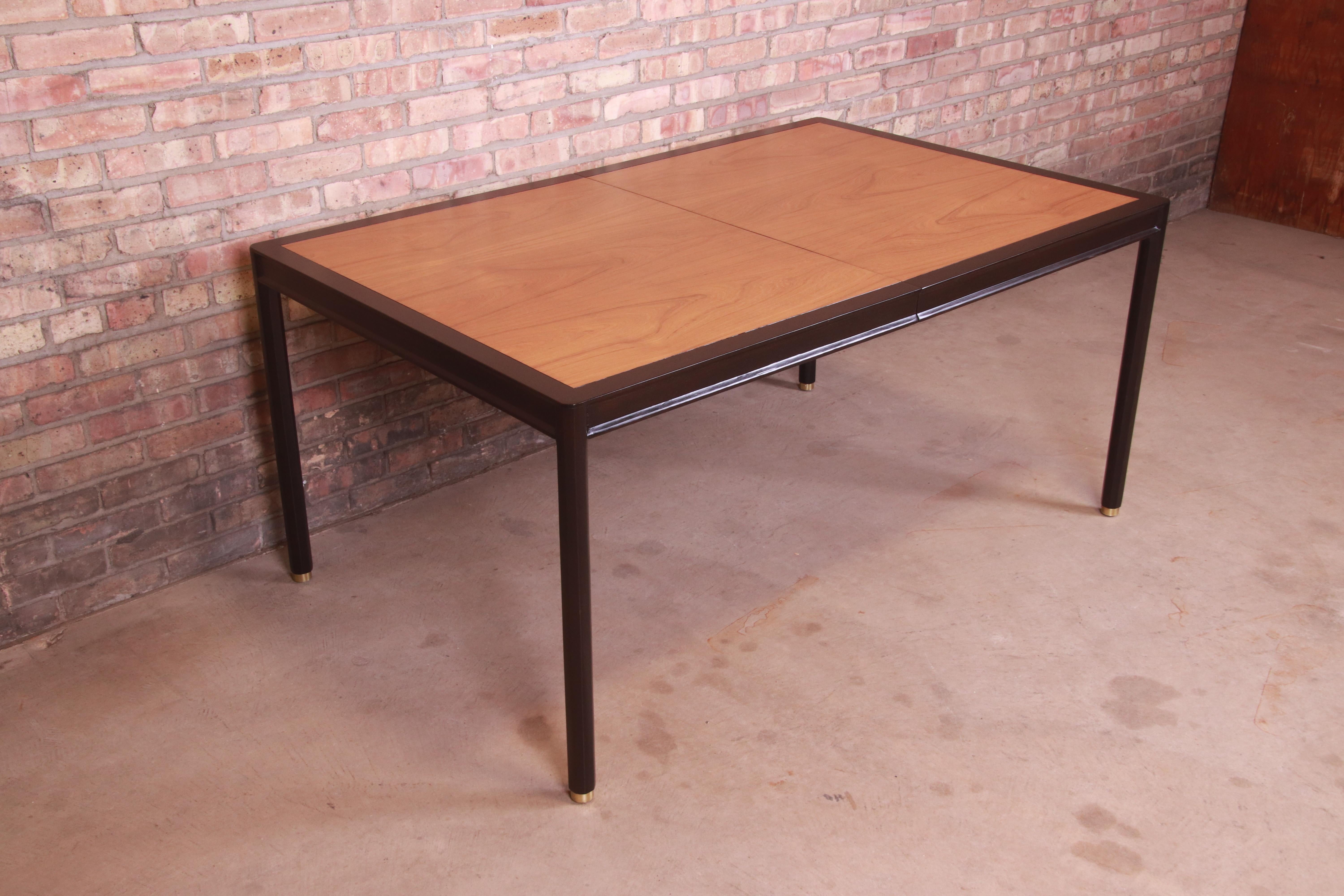Harvey Probber Teak and Ebonized Mahogany Extension Dining Table, Refinished For Sale 6