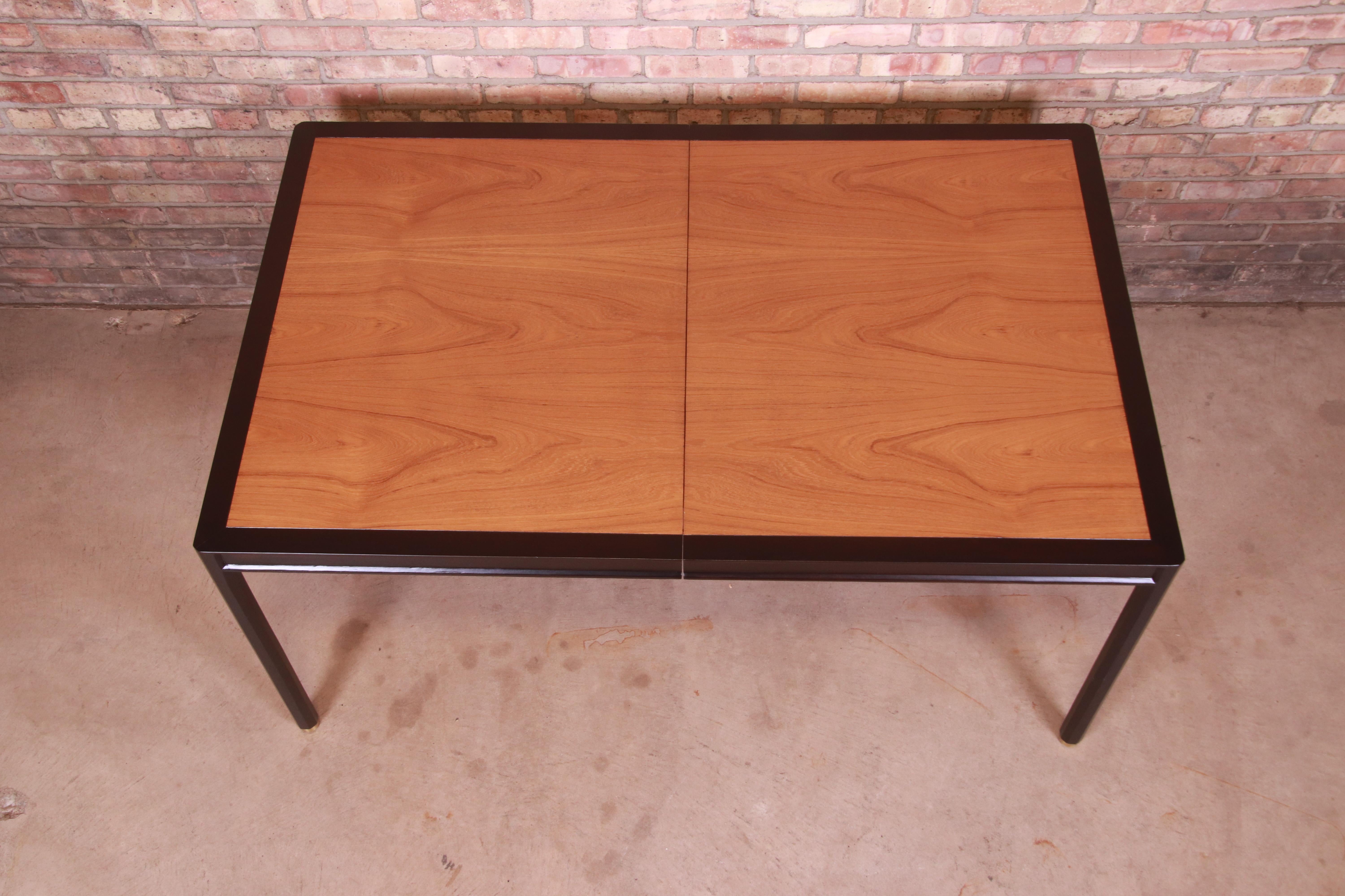 Harvey Probber Teak and Ebonized Mahogany Extension Dining Table, Refinished For Sale 9