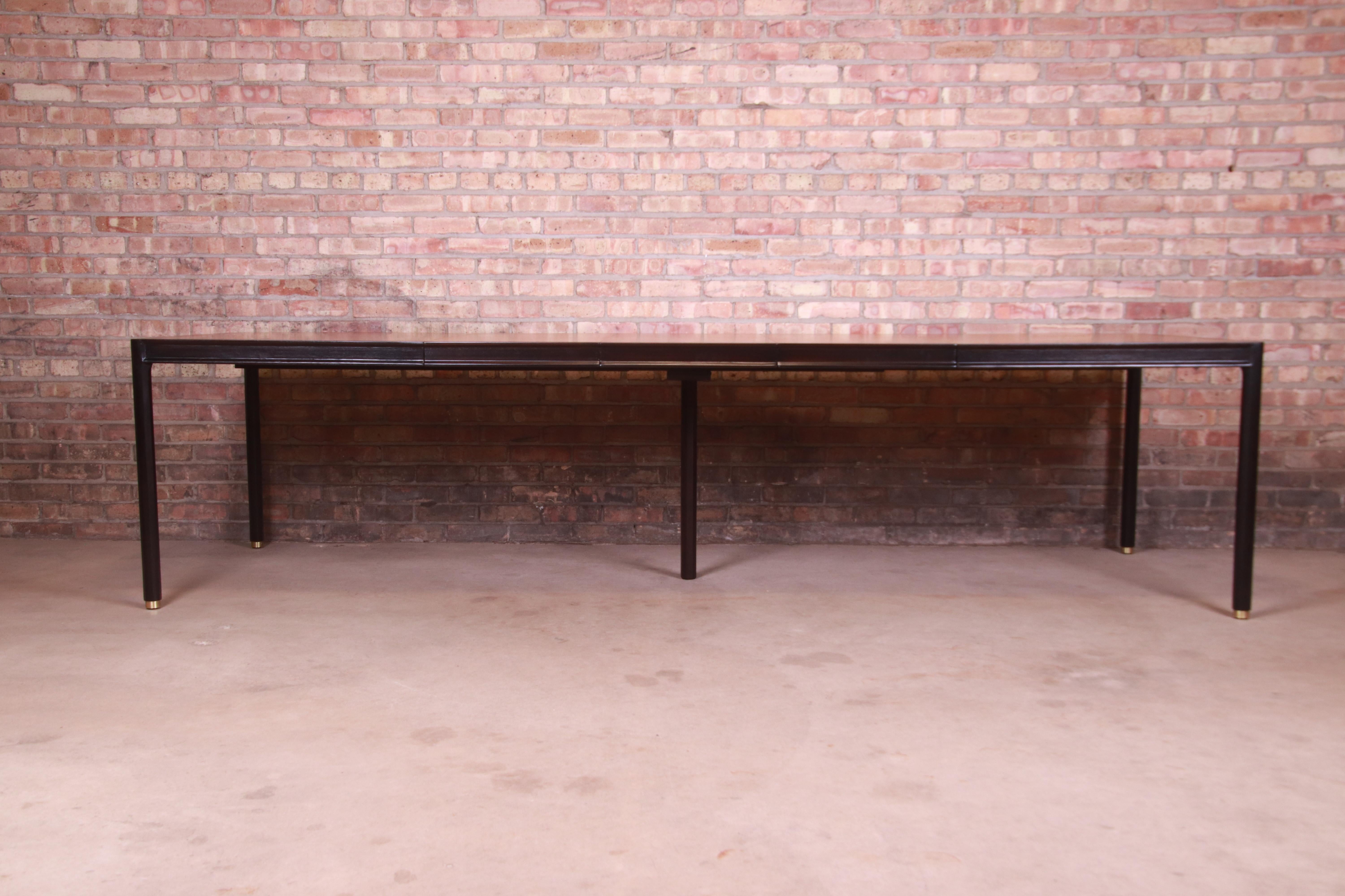 Mid-Century Modern Harvey Probber Teak and Ebonized Mahogany Extension Dining Table, Refinished For Sale