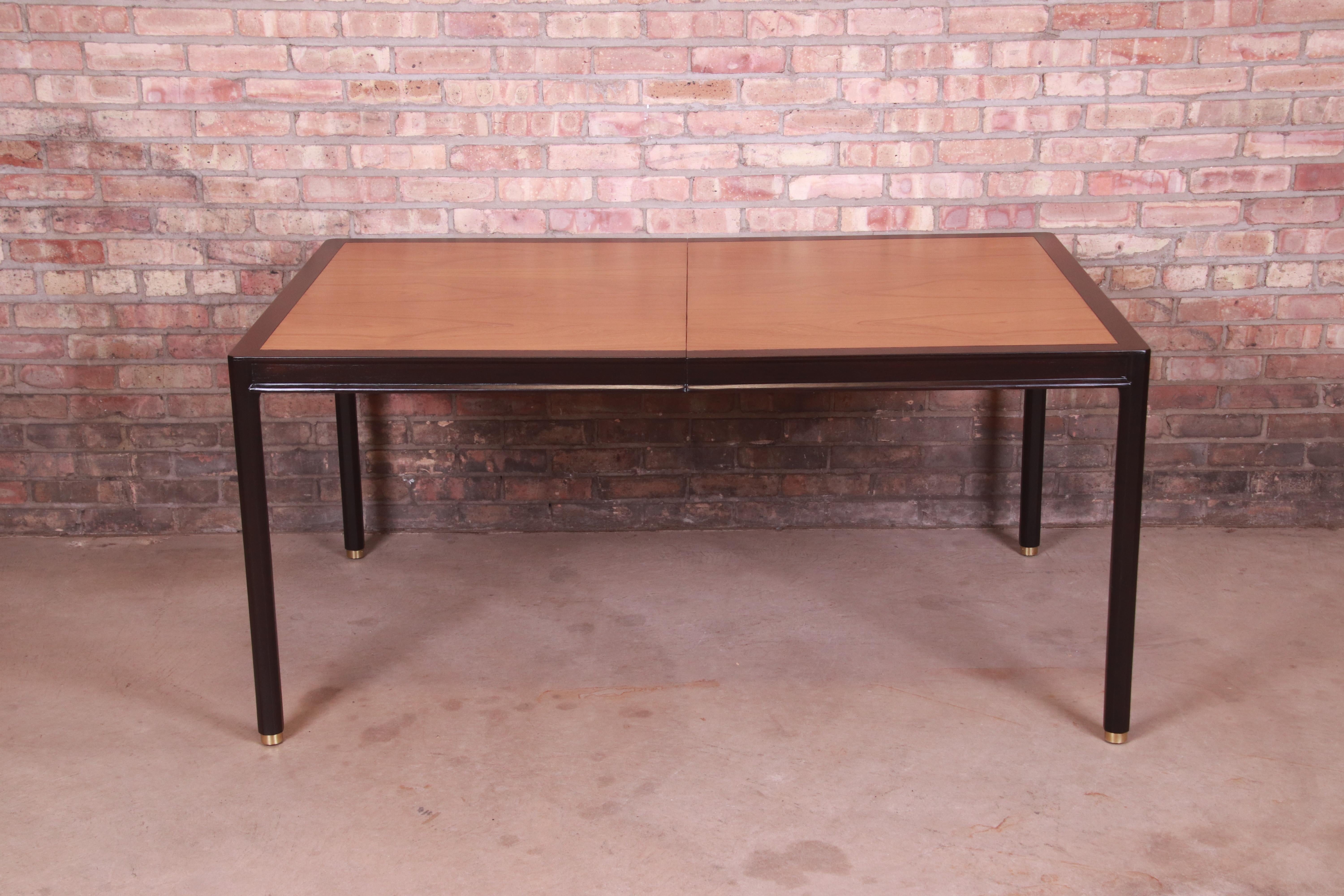 Harvey Probber Teak and Ebonized Mahogany Extension Dining Table, Refinished For Sale 2