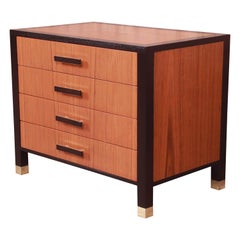 Harvey Probber Teak and Mahogany Nightstand or Bachelor Chest, Newly Refinished