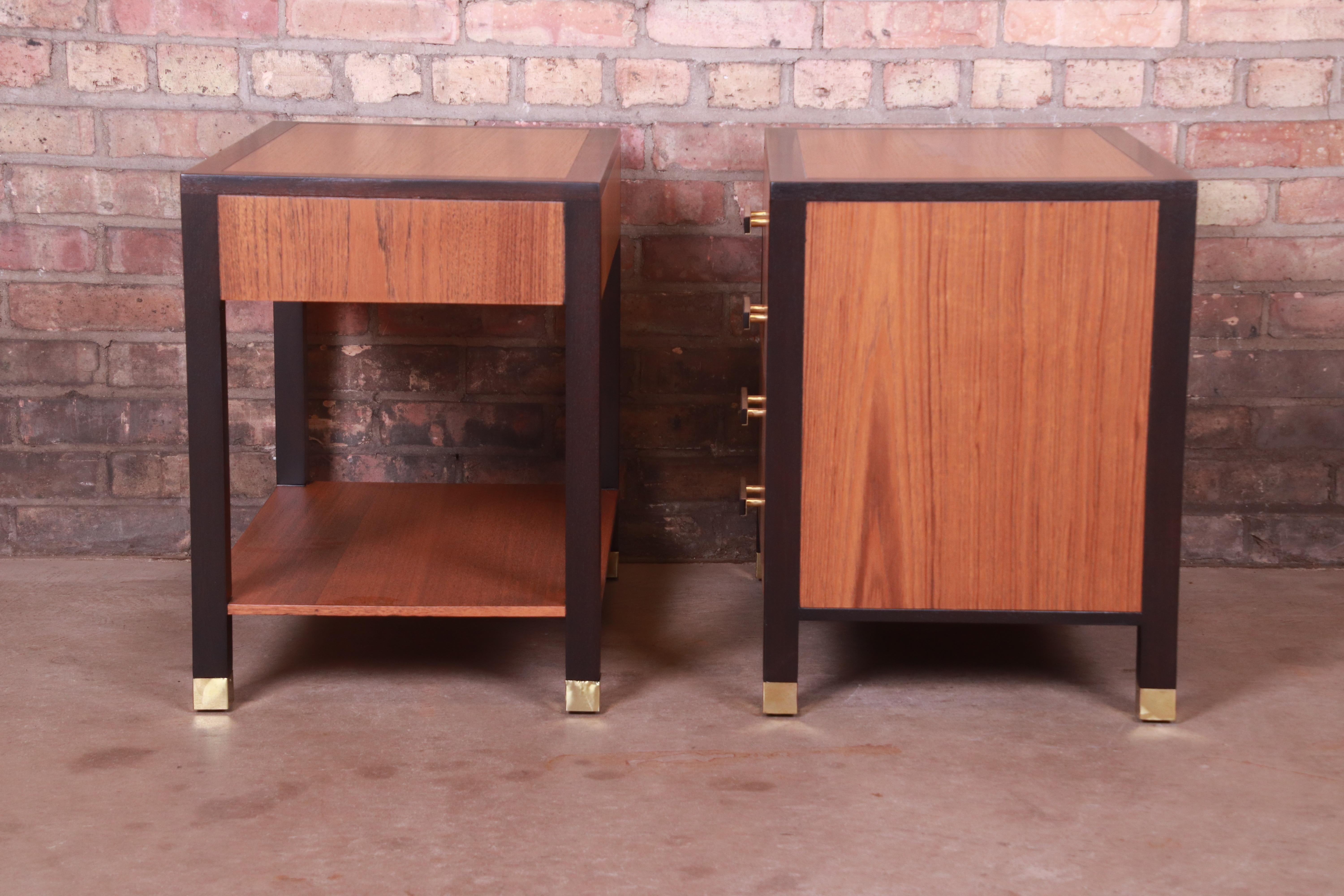 Harvey Probber Teak and Mahogany Nightstands, Newly Refinished For Sale 4