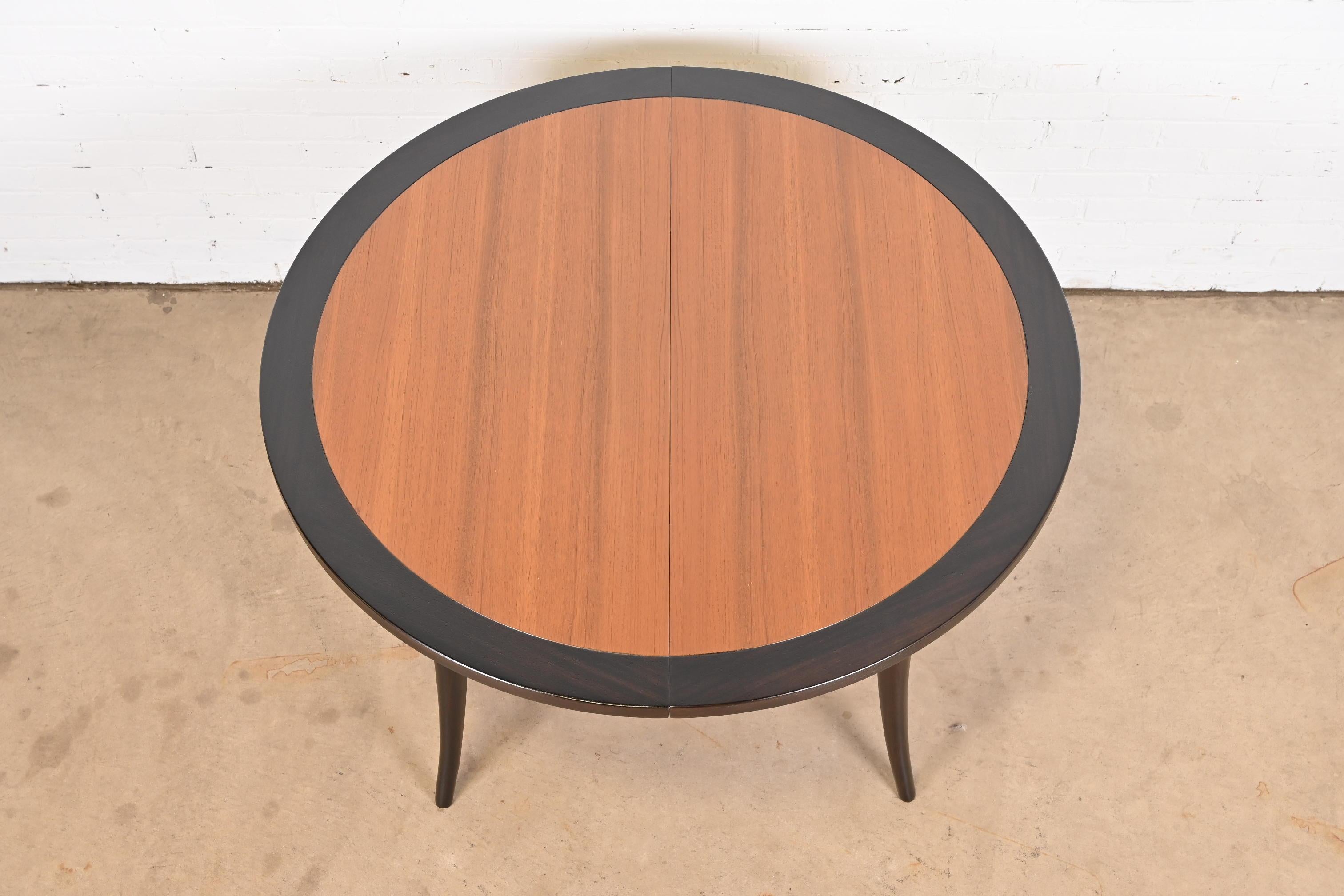 Harvey Probber Teak and Mahogany Saber Leg Dining Table, Newly Refinished For Sale 12