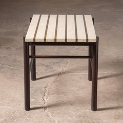 Harvey Probber Beistelltisch aus Terrazzo und Messing mit Rahmen aus massivem Mahagoni