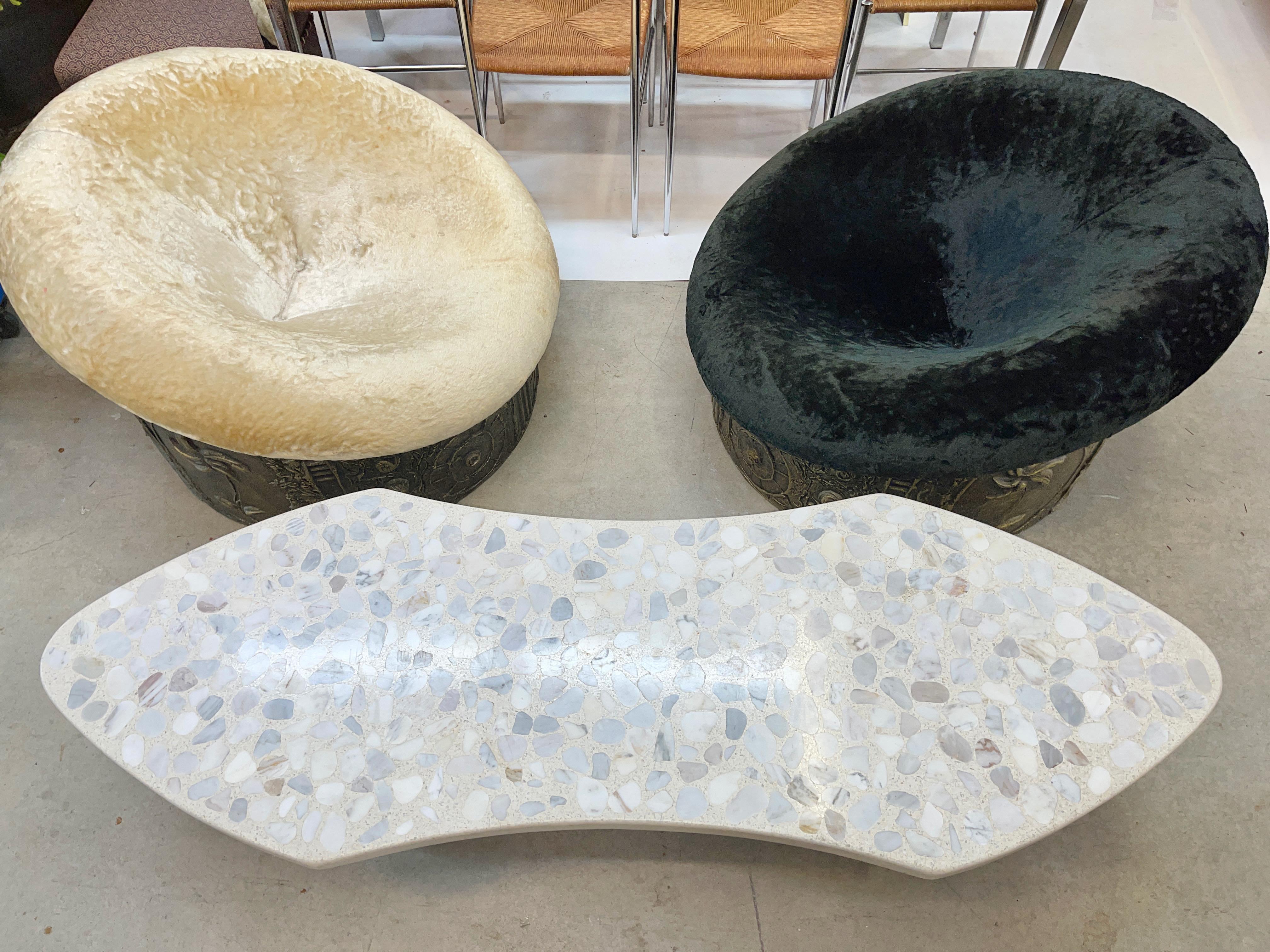 Harvey Probber Terrazzo and Walnut Coffee Table on Brass Casters 1