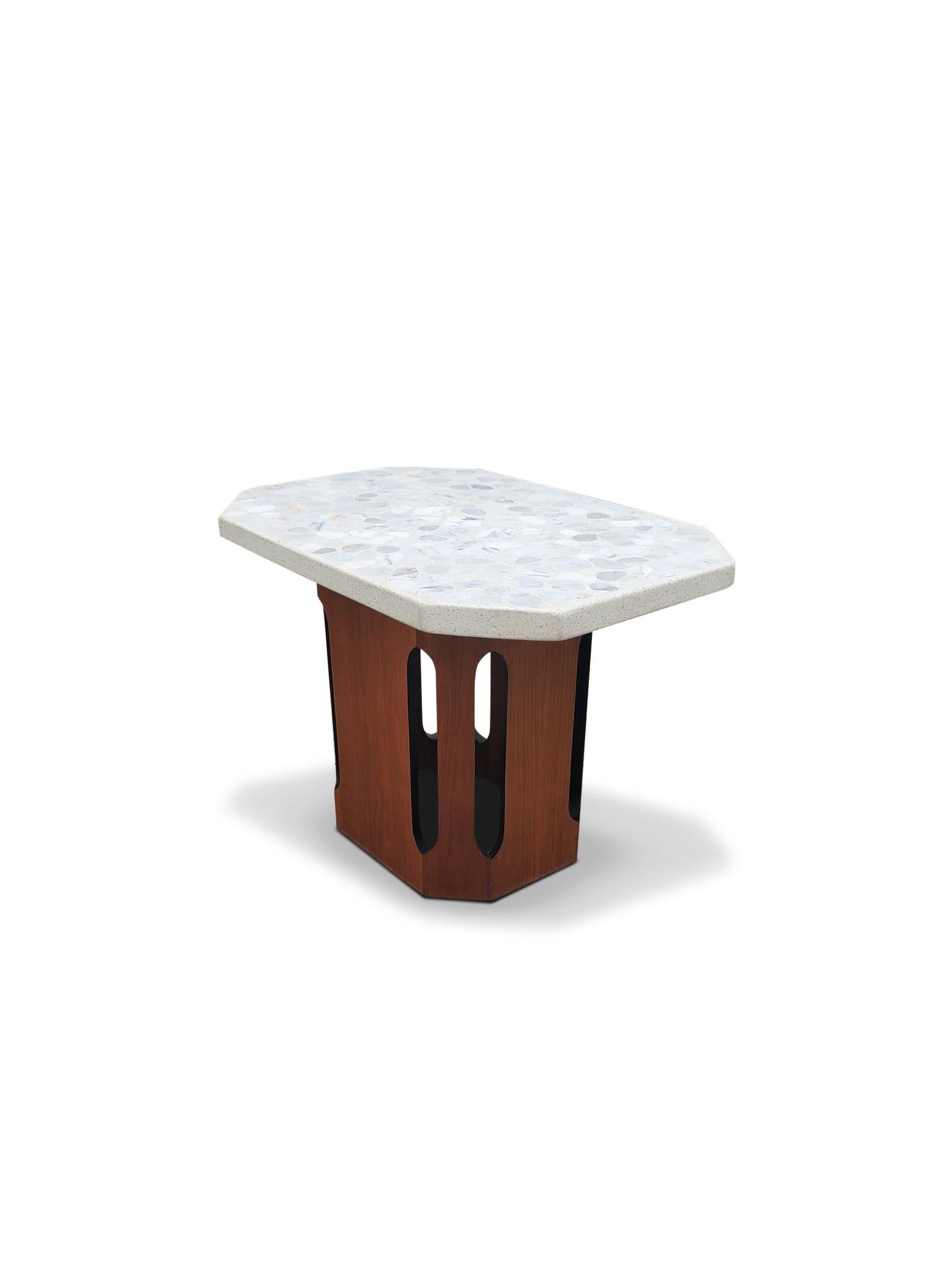 Mid-Century Modern Harvey Probber Terrazzo Top Walnut Side Table For Sale