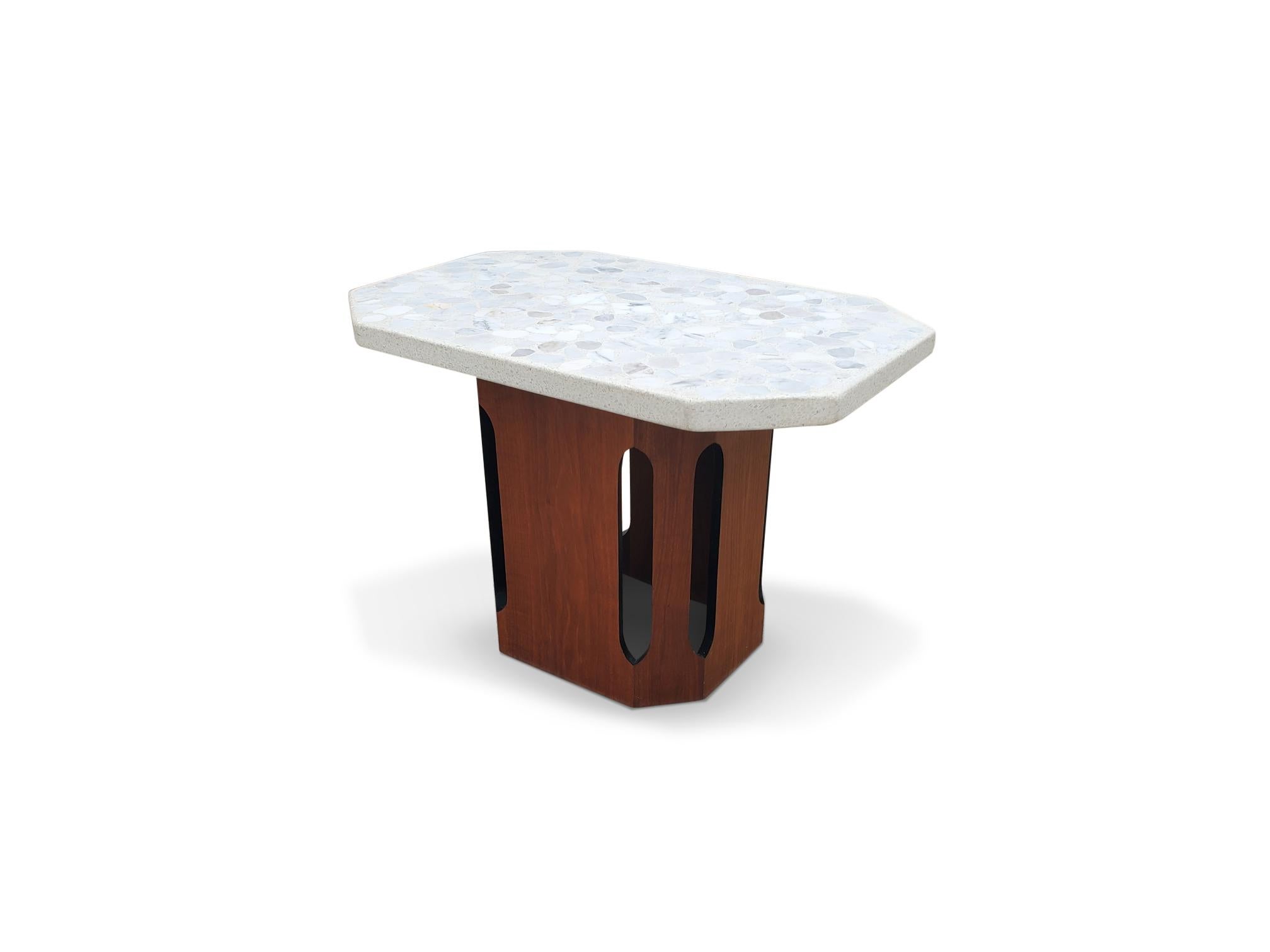 Harvey Probber Terrazzo Top Walnut Side Table In Good Condition For Sale In Middlesex, NJ