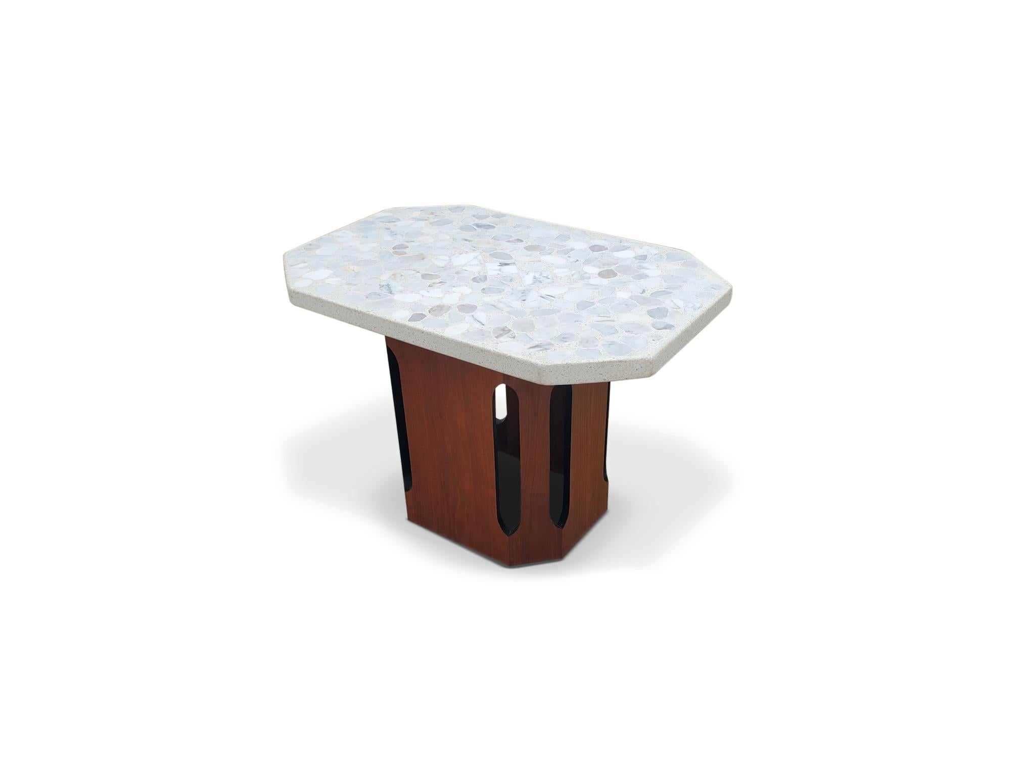 20th Century Harvey Probber Terrazzo Top Walnut Side Table For Sale