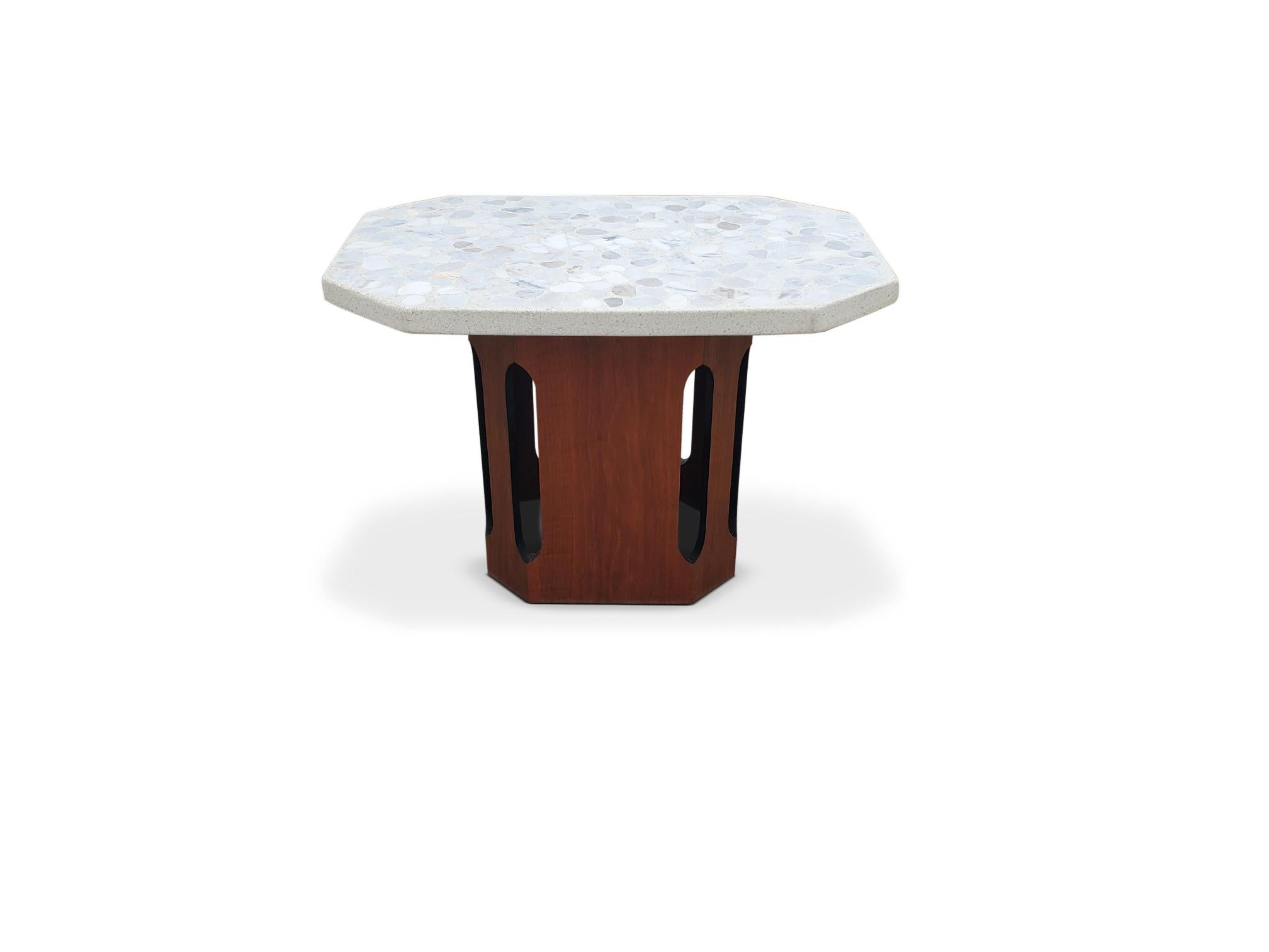 Harvey Probber Terrazzo Top Walnut Side Table For Sale 1
