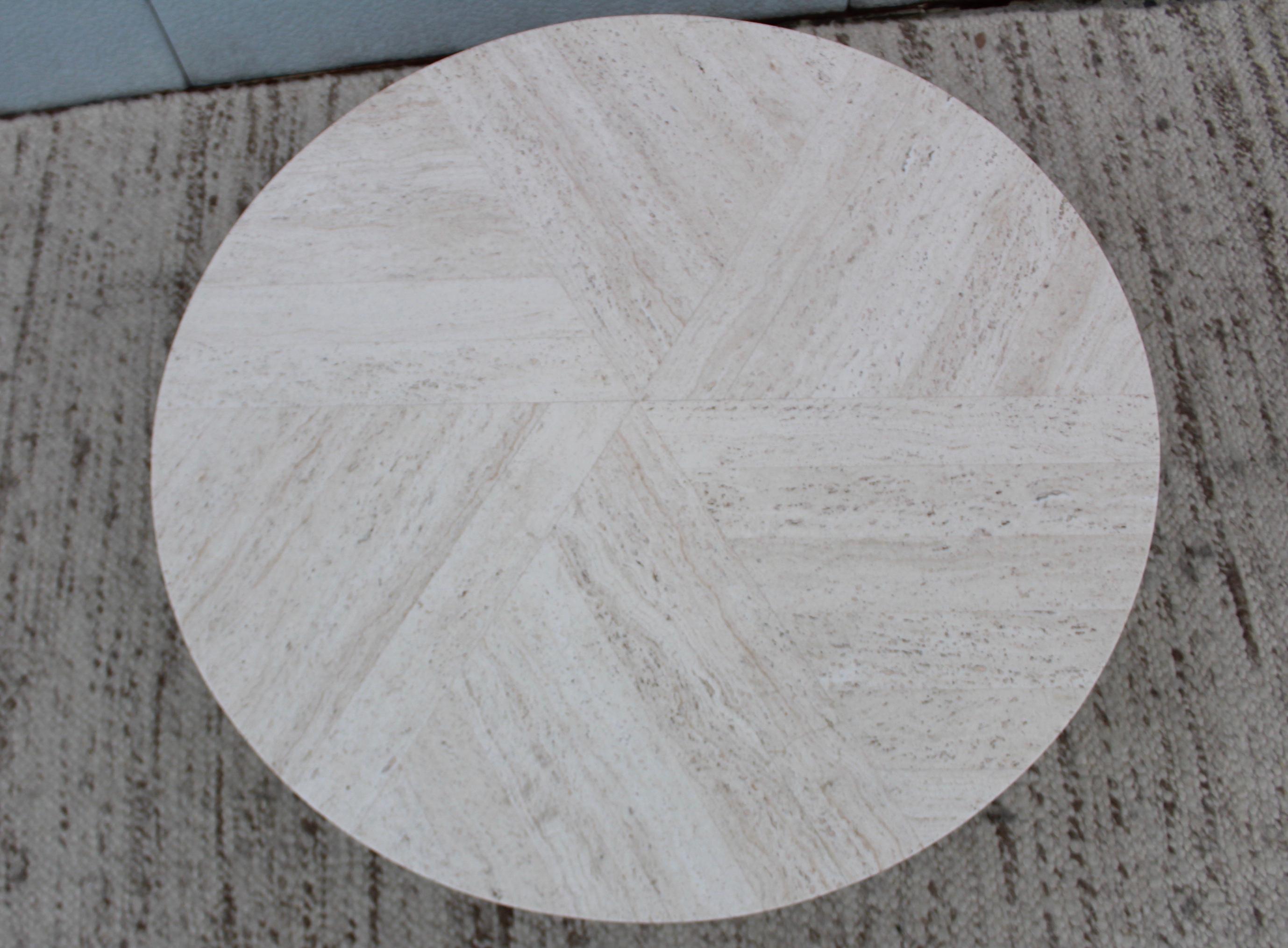 American Harvey Probber Travertine Top Coffee Table