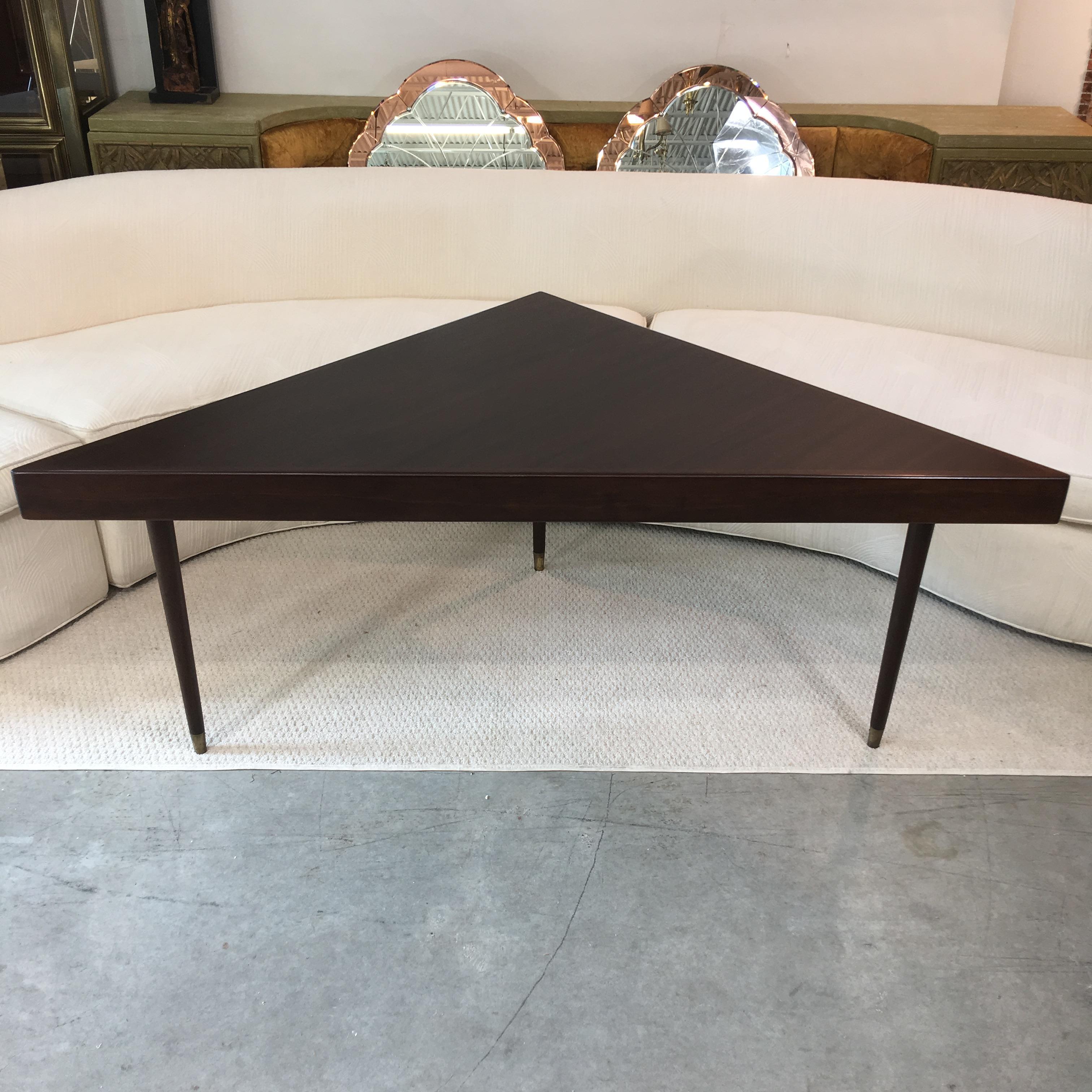 Harvey Probber Mahogany Corner Triangle Sofa Table For Sale 1