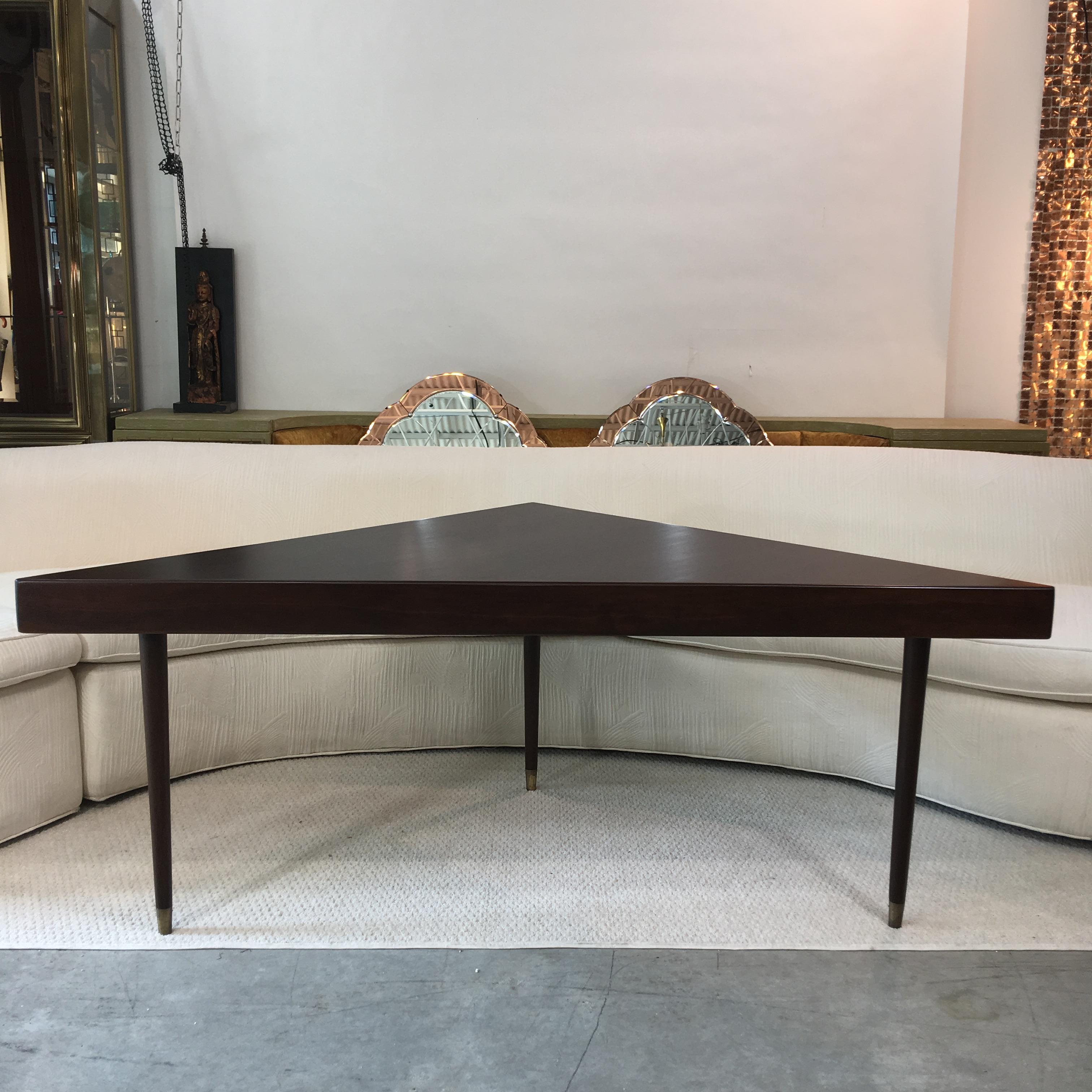 Harvey Probber Mahogany Corner Triangle Sofa Table For Sale 3