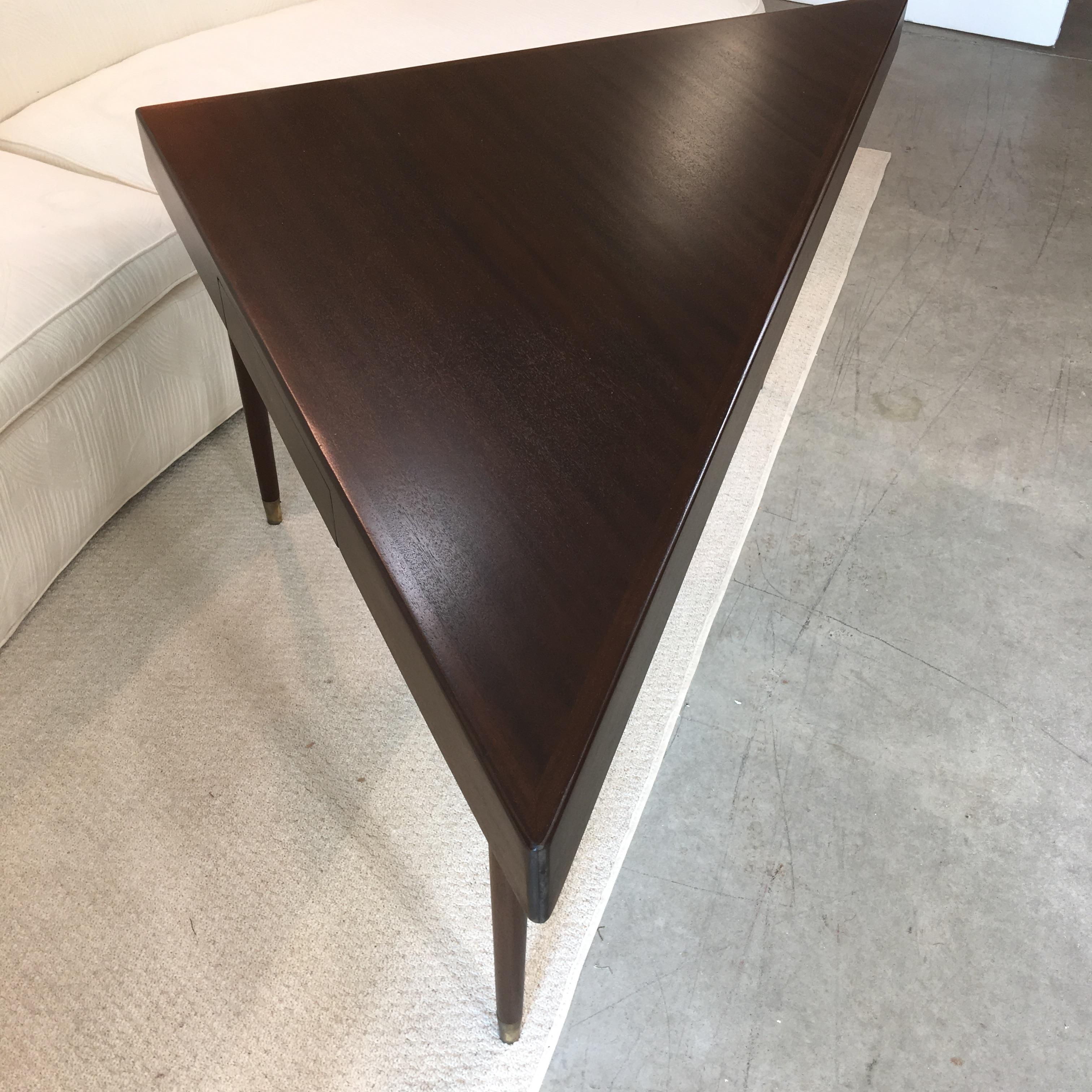 Harvey Probber Mahogany Corner Triangle Sofa Table For Sale 4