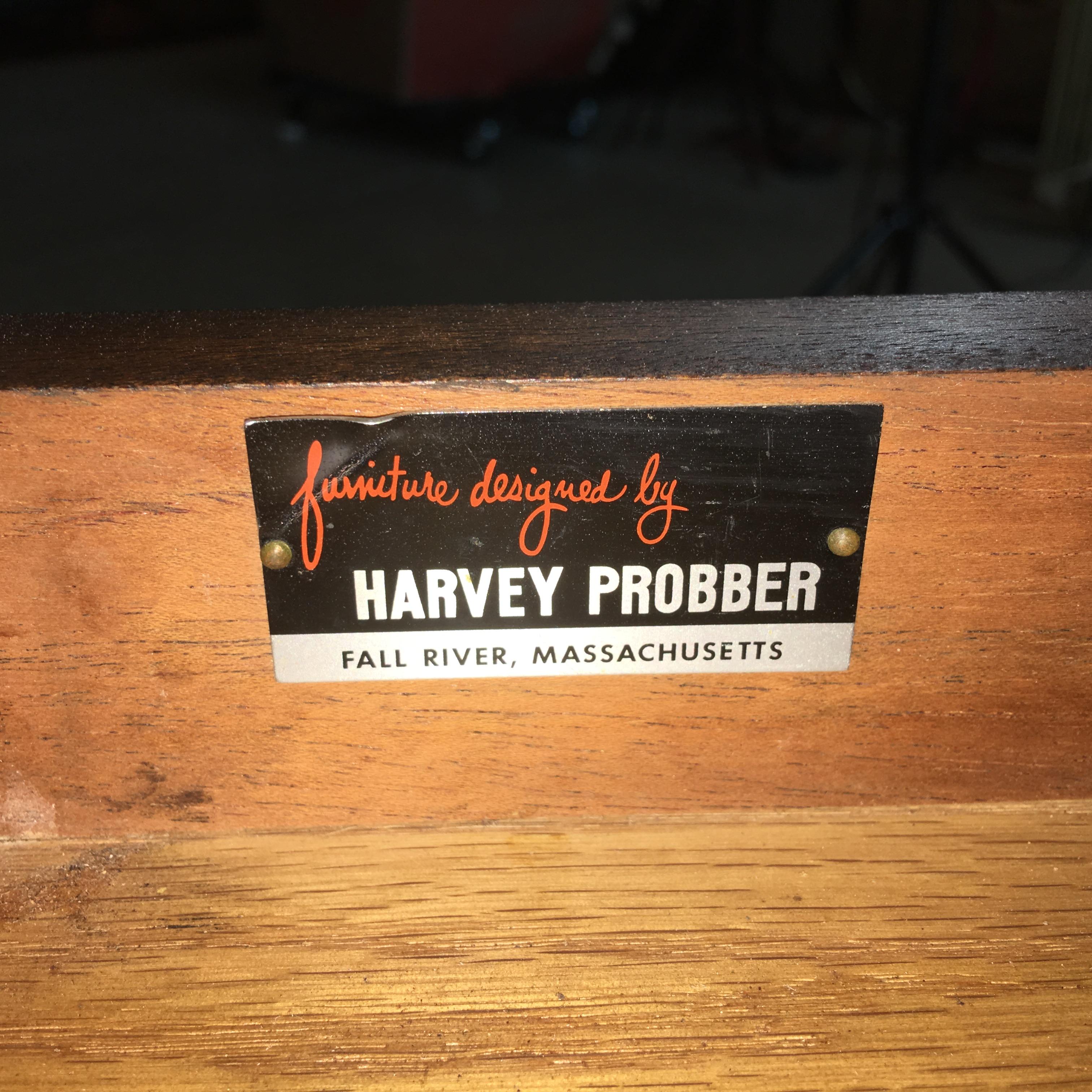 American Harvey Probber Mahogany Corner Triangle Sofa Table For Sale