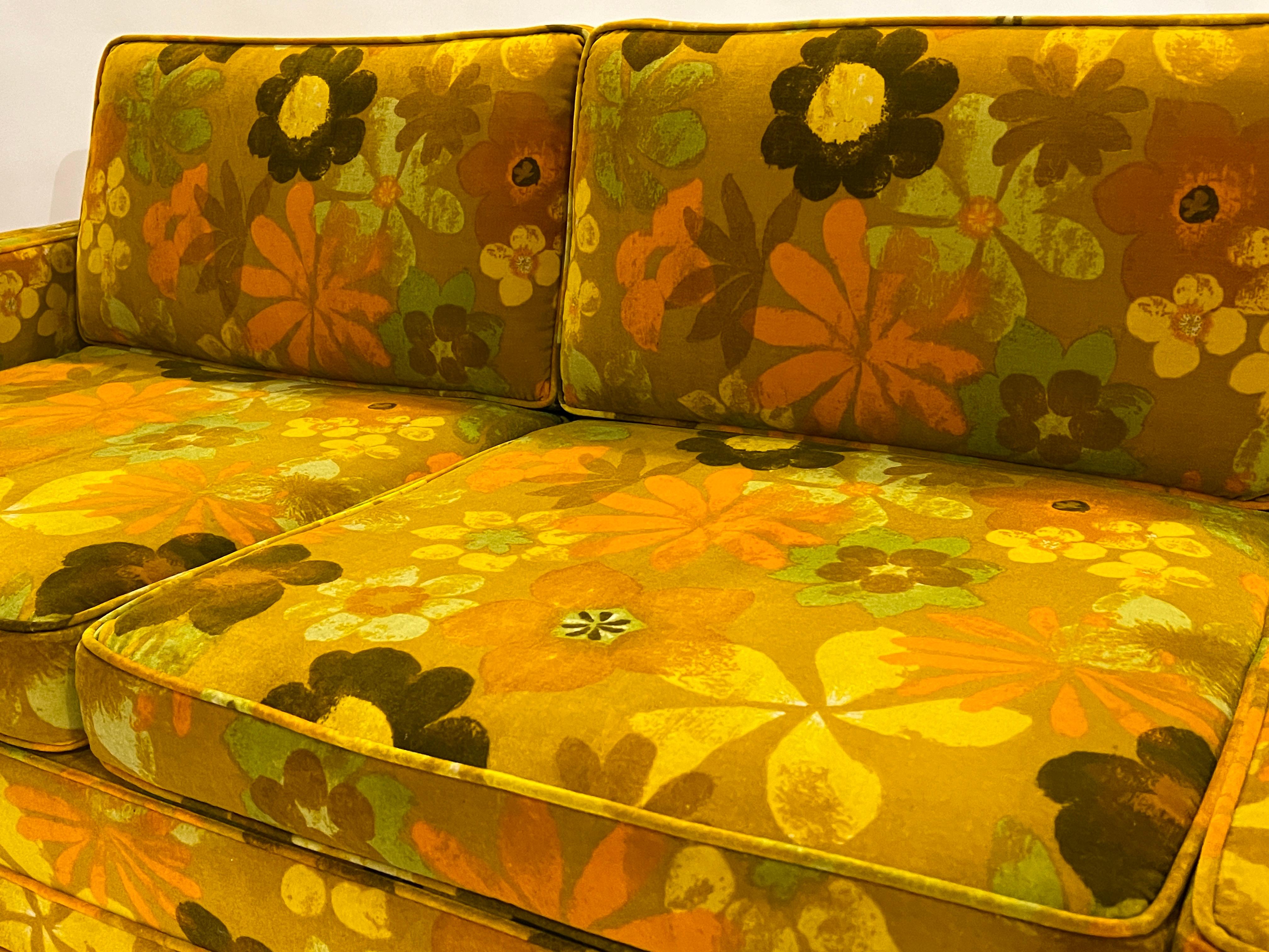 Mid-Century Modern Harvey Probber Tuxedo Sofa in Jack Lenor Larsen Velvet For Sale