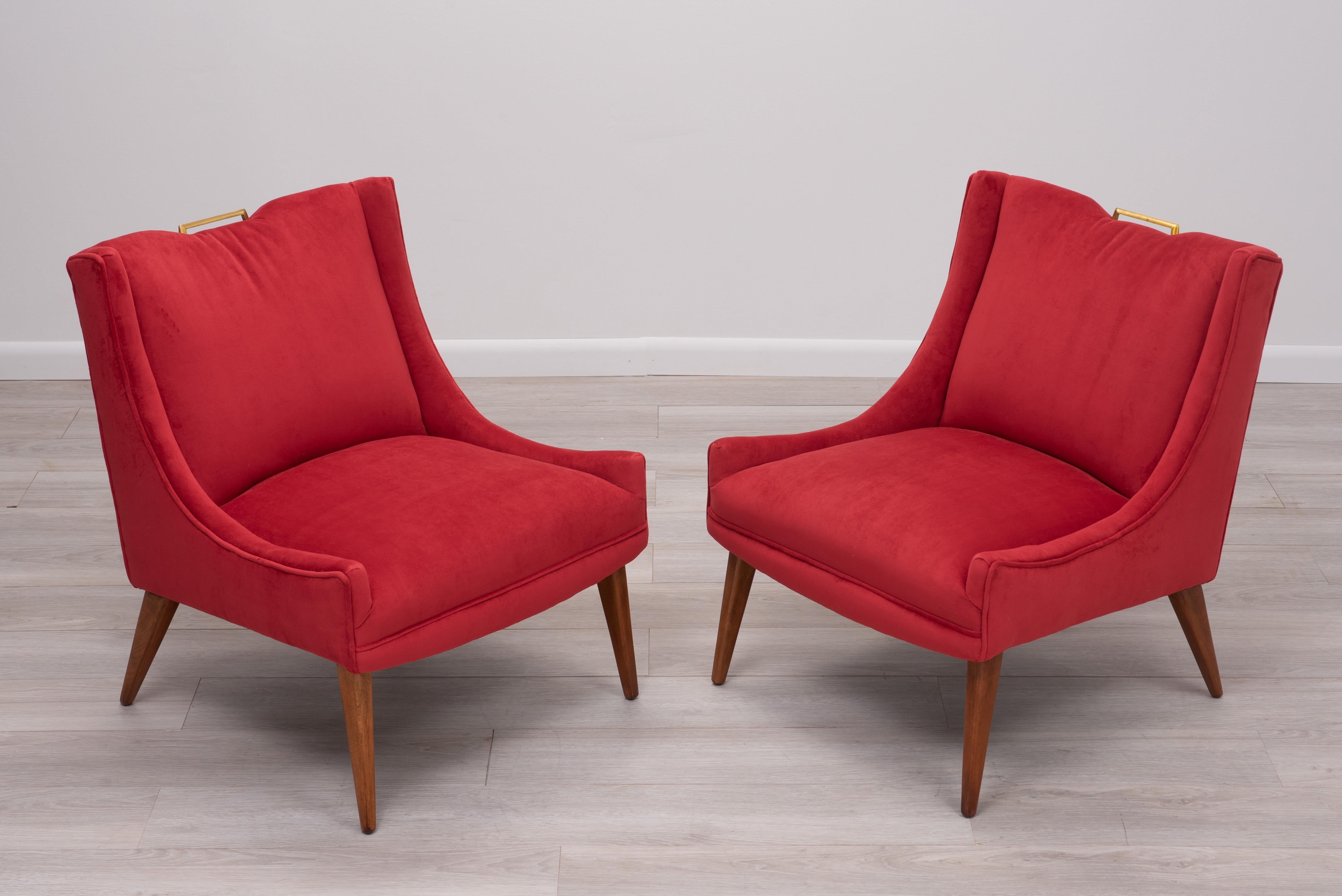 Harvey Probber Velvet Slipper Lounge Chairs - a Pair For Sale 5