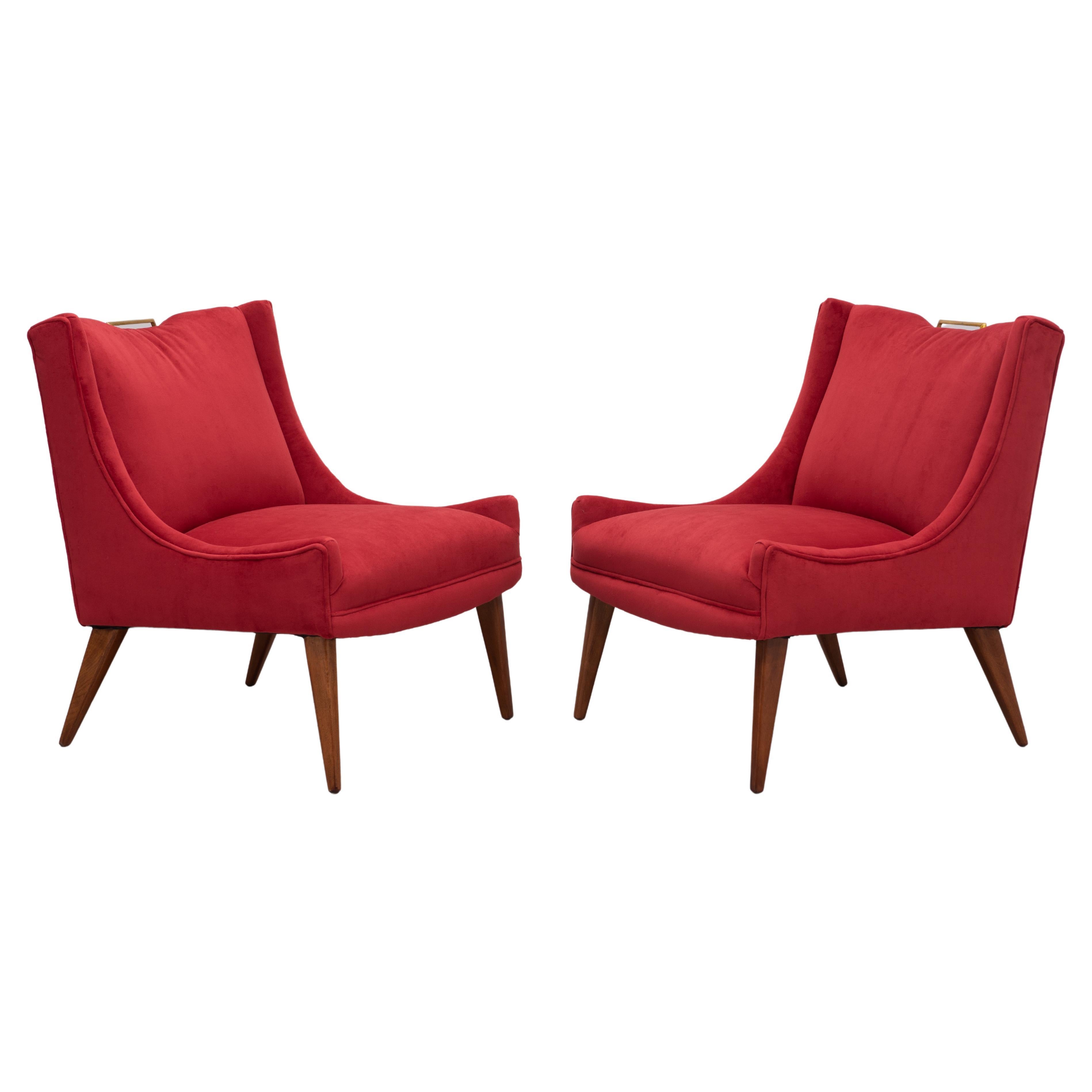 Harvey Probber Velvet Slipper Lounge Chairs - a Pair For Sale