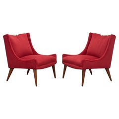 Harvey Probber Velvet Slipper Lounge Chairs - a Pair