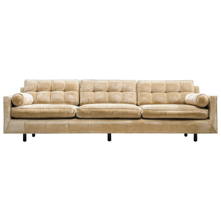 Harvey Probber Velvet Sofa, 1950s For Sale at 1stDibs