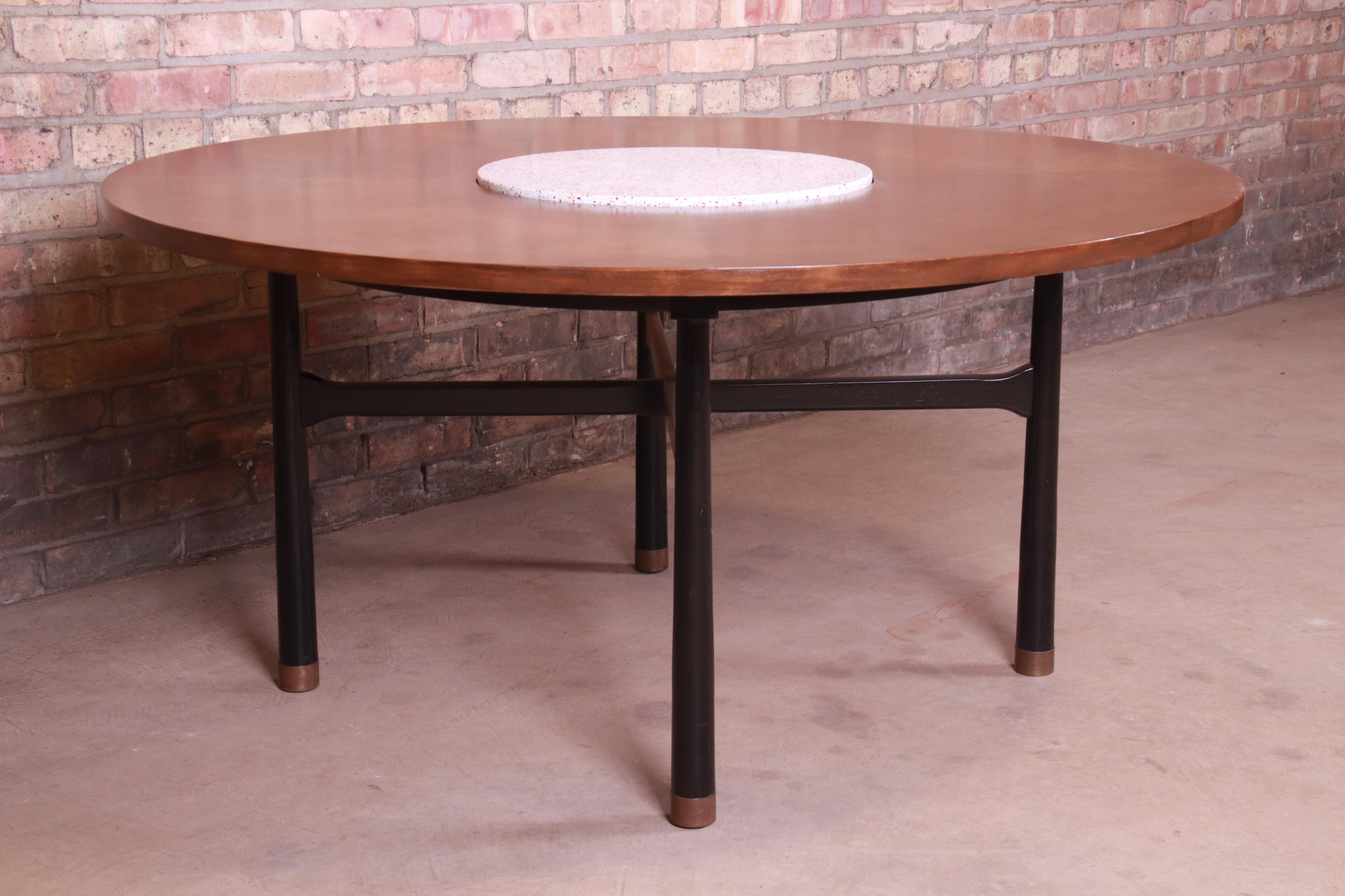 Harvey Probber Walnut and Terrazzo Marble Game or Center Table, 1950s In Good Condition In South Bend, IN