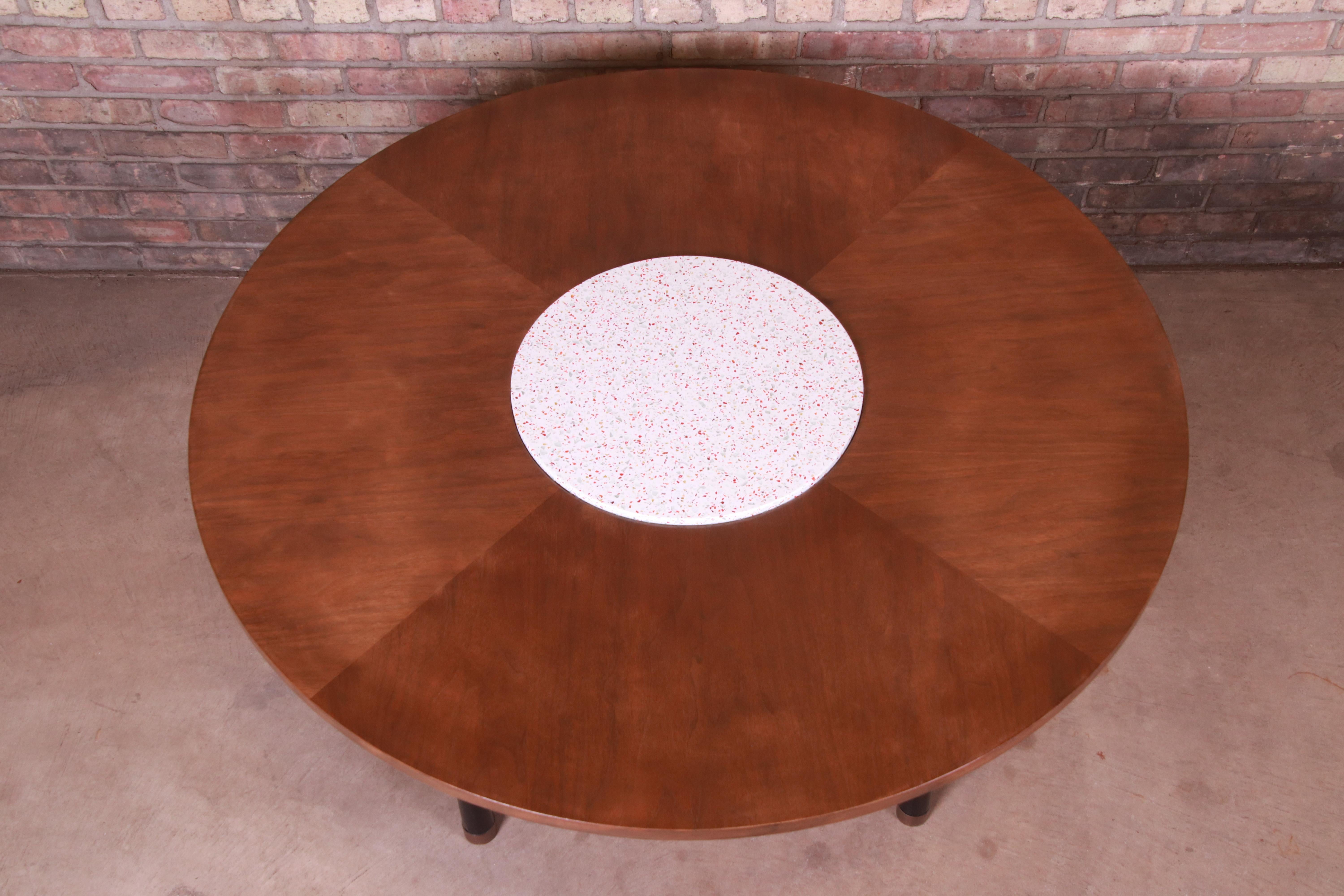 Mid-20th Century Harvey Probber Walnut and Terrazzo Marble Game or Center Table, 1950s