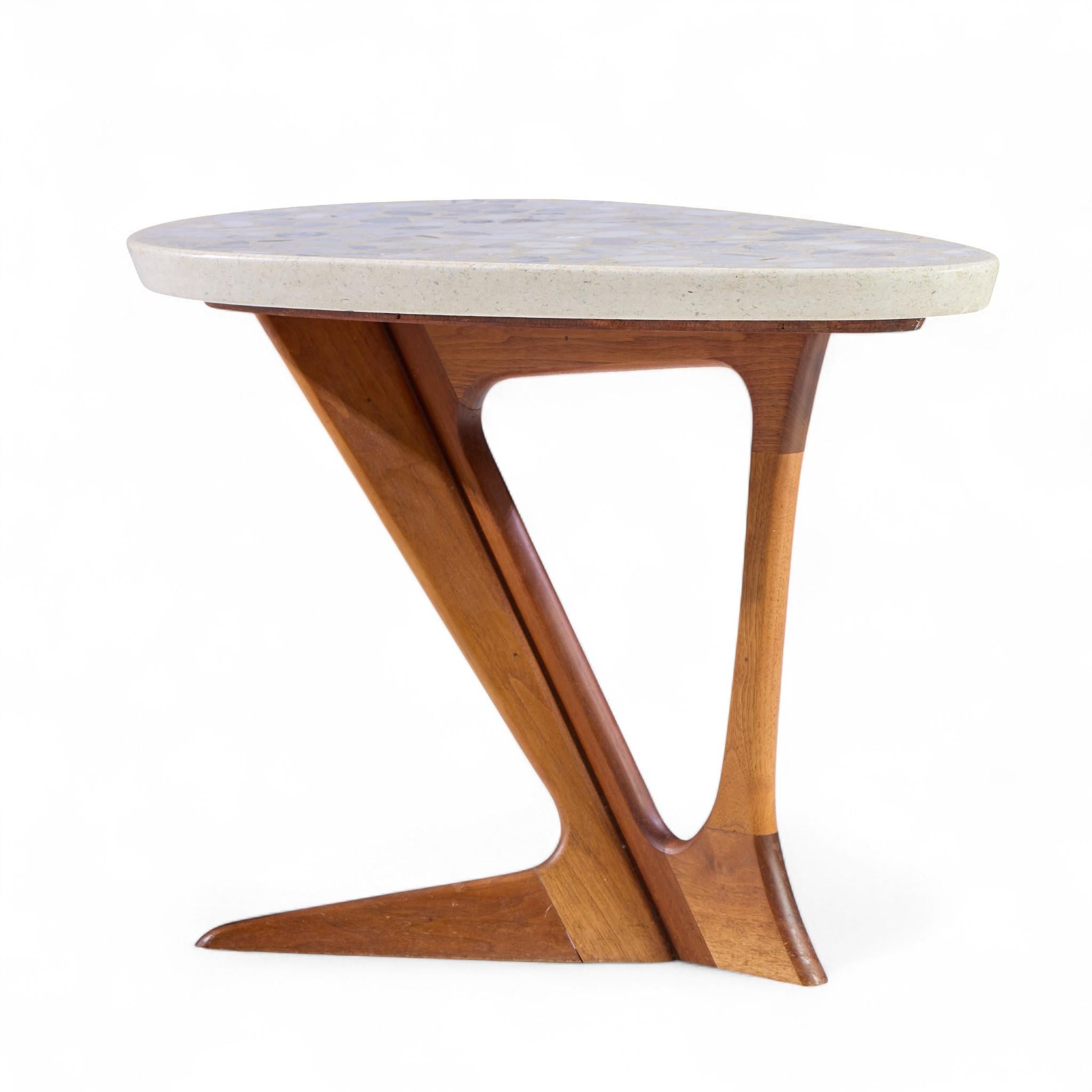 Harvey Probber Walnut and Terrazzo Side End Tables - Pair For Sale 4